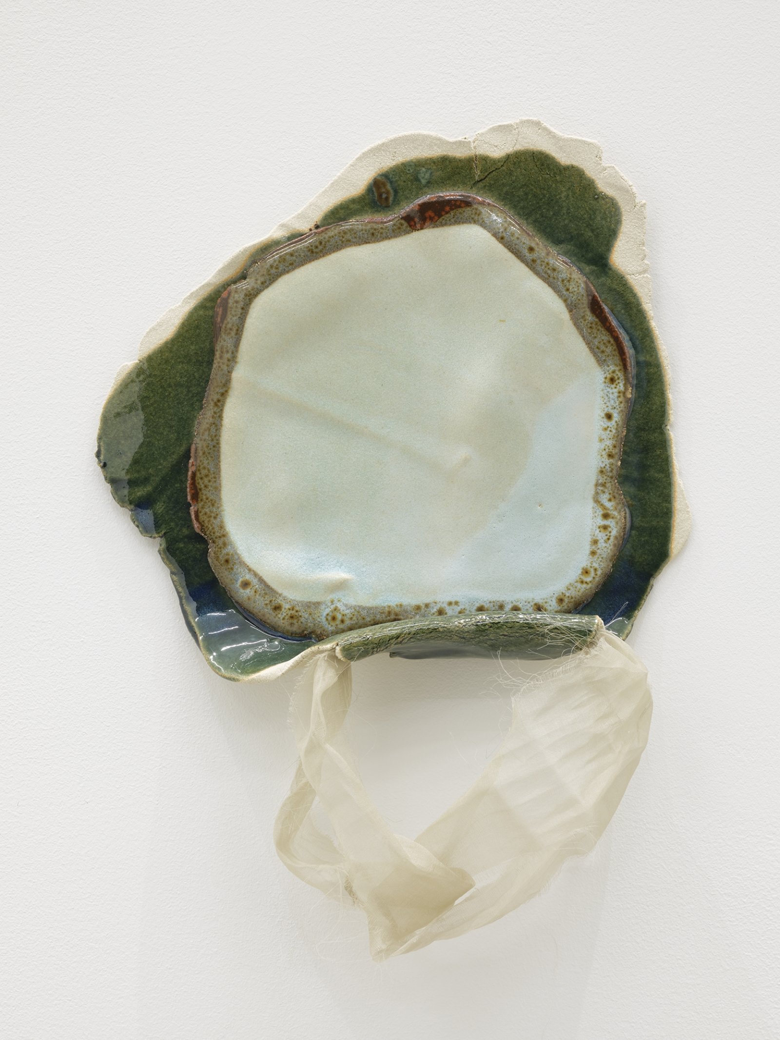 Christina Mackie, Token no. 22, 2019, stoneware, silk, 16 x 12 in. (41 x 29 cm)