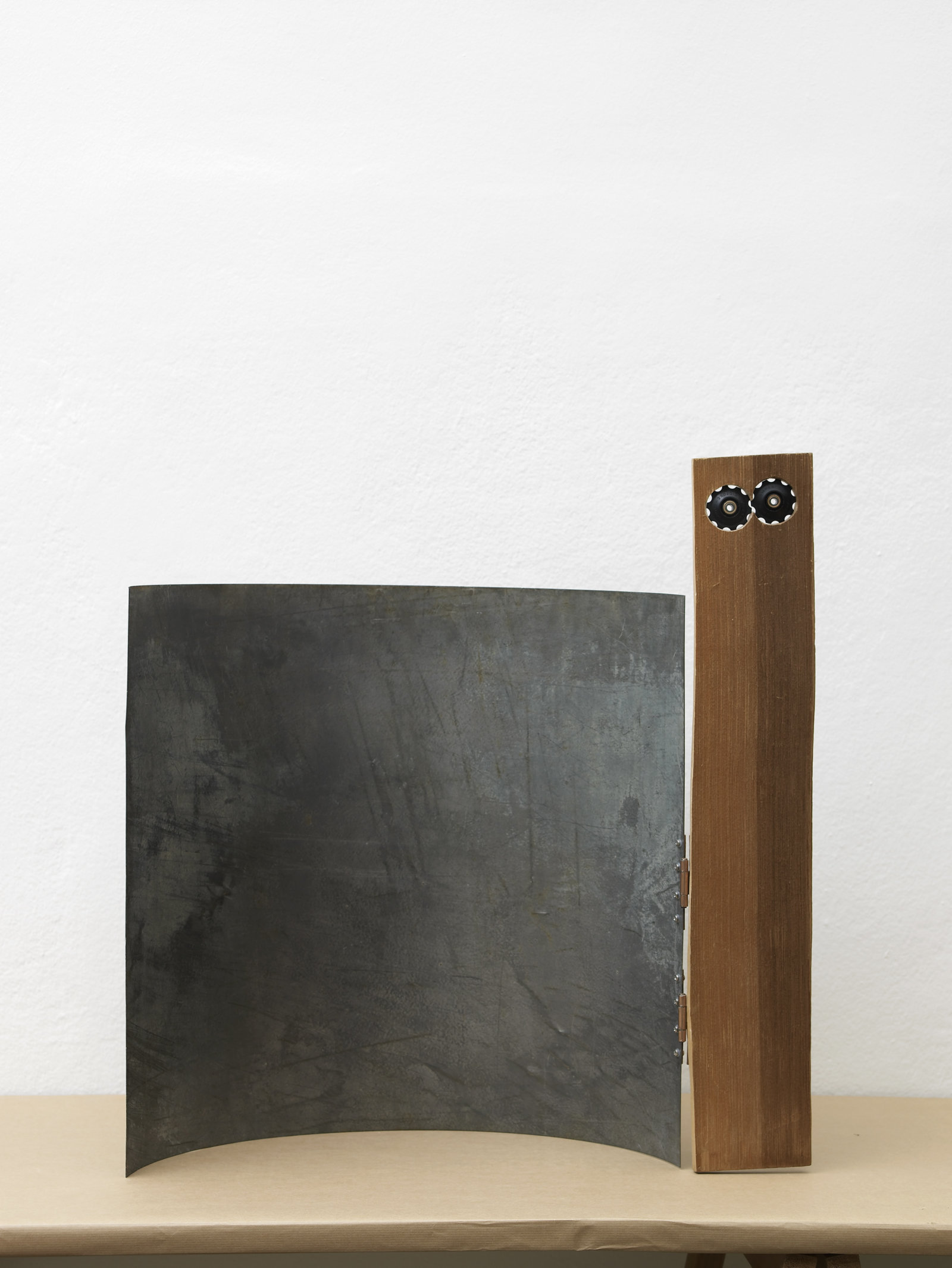 Christina Mackie, Trestle People, 2012, mixed media, dimensions variable. Installation view, Painting the Weights, Chisenhale Gallery, London, UK, 2012