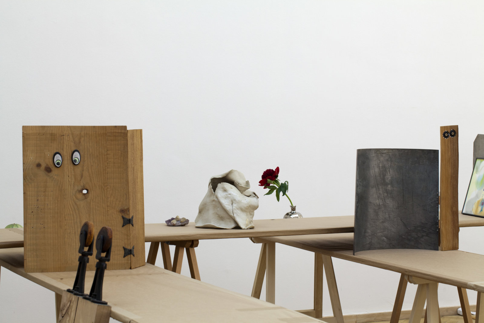 Christina Mackie, Trestle People, 2012, mixed media, dimensions variable. Installation view, Painting the Weights, Kunsthal Charlottenborg, Copenhagen, 2012