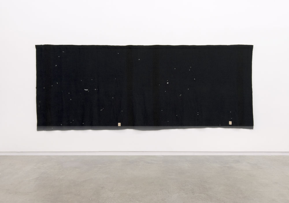 ​Liz Magor, Hudson’s Bay Double, 2011, wool, fabric, metal, polymerized gypsum, wood, 64 x 157 in. (163 x 399 cm) by 
