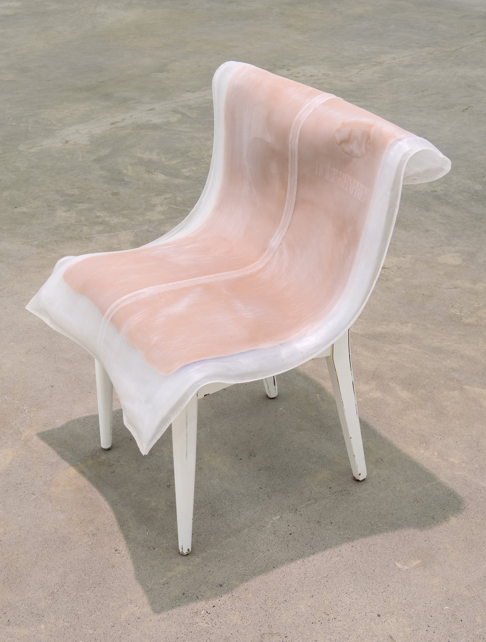 Liz Magor, Casual, 2012, platinum-cure silicone rubber, chair, 32 x 24 x 25 in. (80 x 61 x 64 cm) by Liz Magor