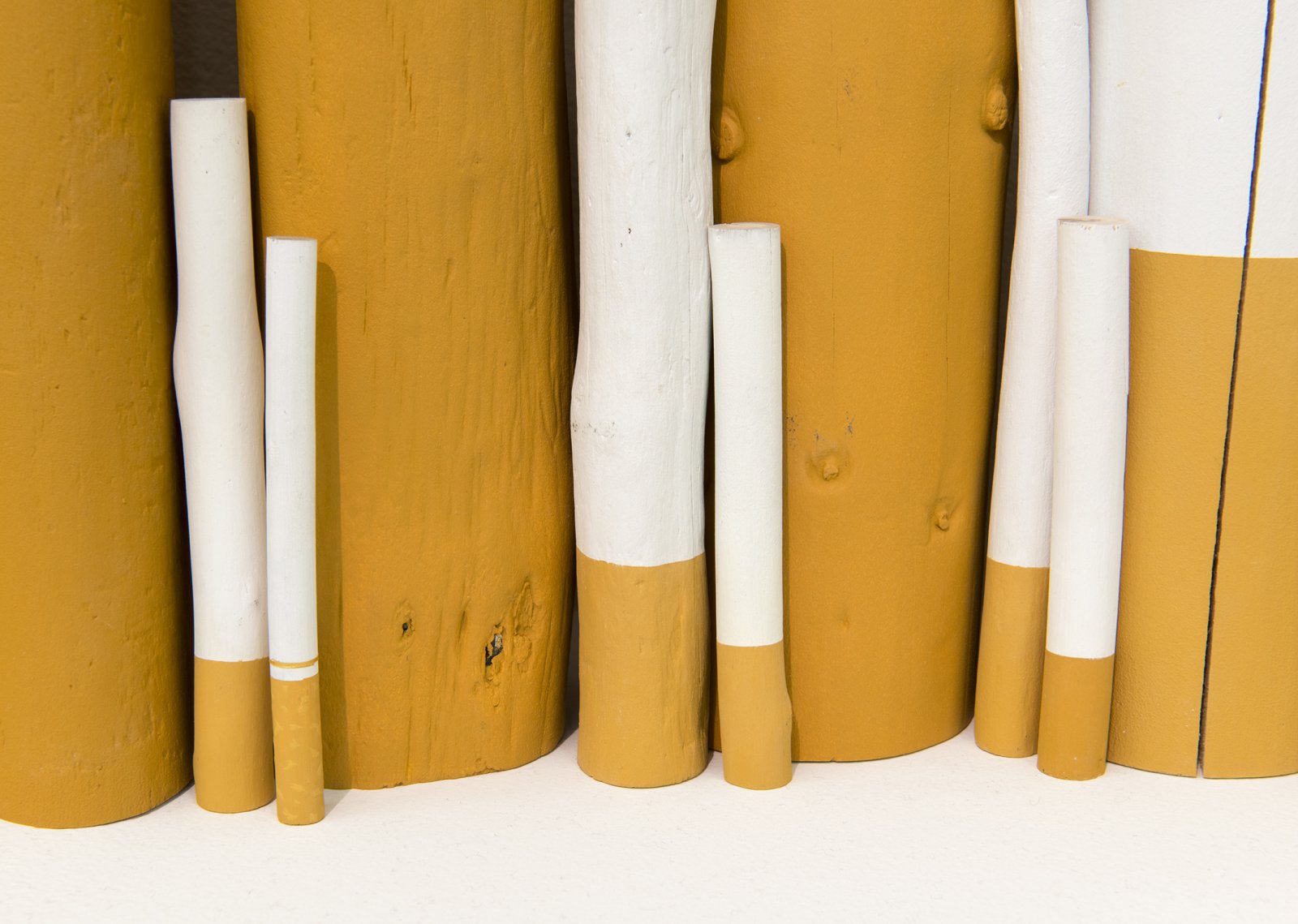 Liz Magor, The Rules (detail), 2012, wood, paint, 38 x 180 x 10 in. (97 x 457 x 25 cm) by Liz Magor