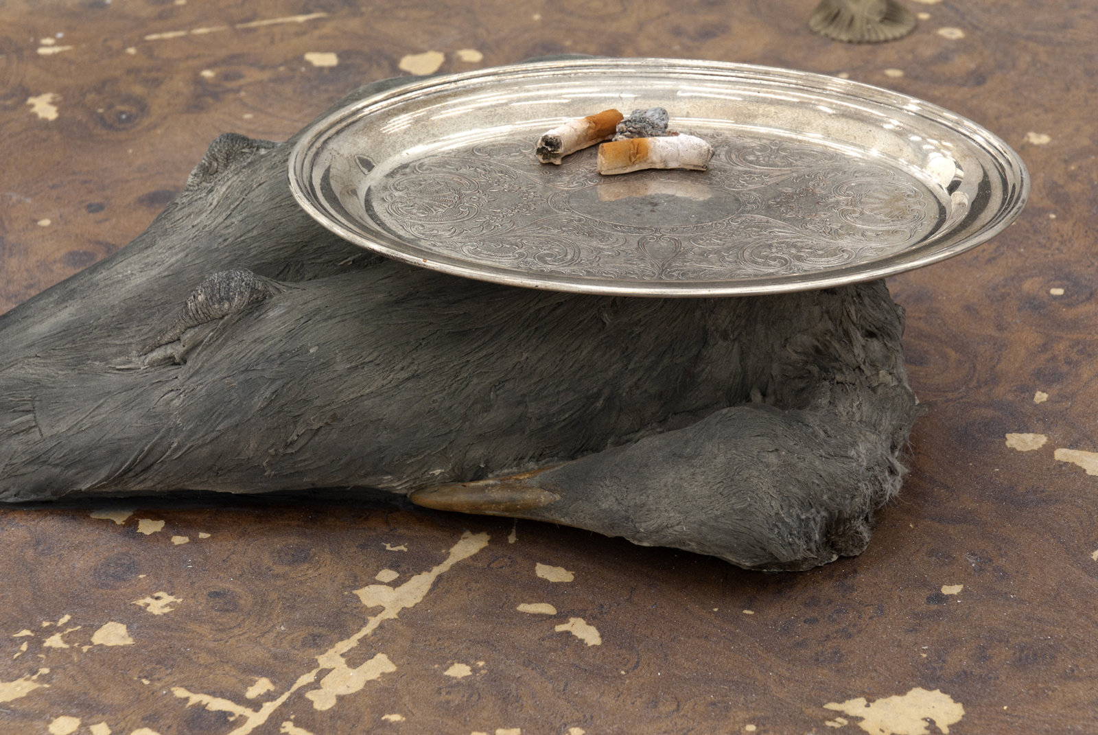 Liz Magor, Coffee Table with Burl (still), 2010, table, polymerized gypsum, 36 x 36 x 16 in. (91 x 91 x 41 cm)