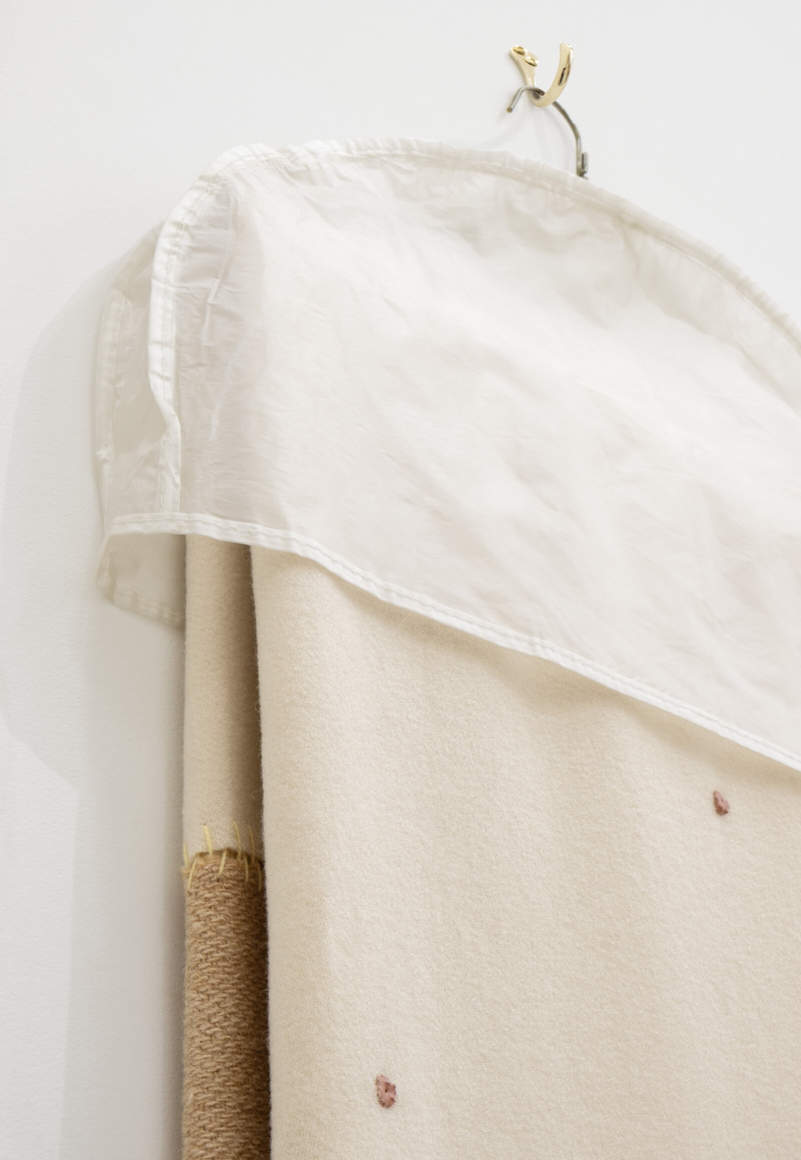 Liz Magor, Moth-proofed (detail), 2011, wool, hair, metal, plastic, polymerized gypsum, thread, 66 x 22 x 6 in. (168 x 56 x 7 cm)