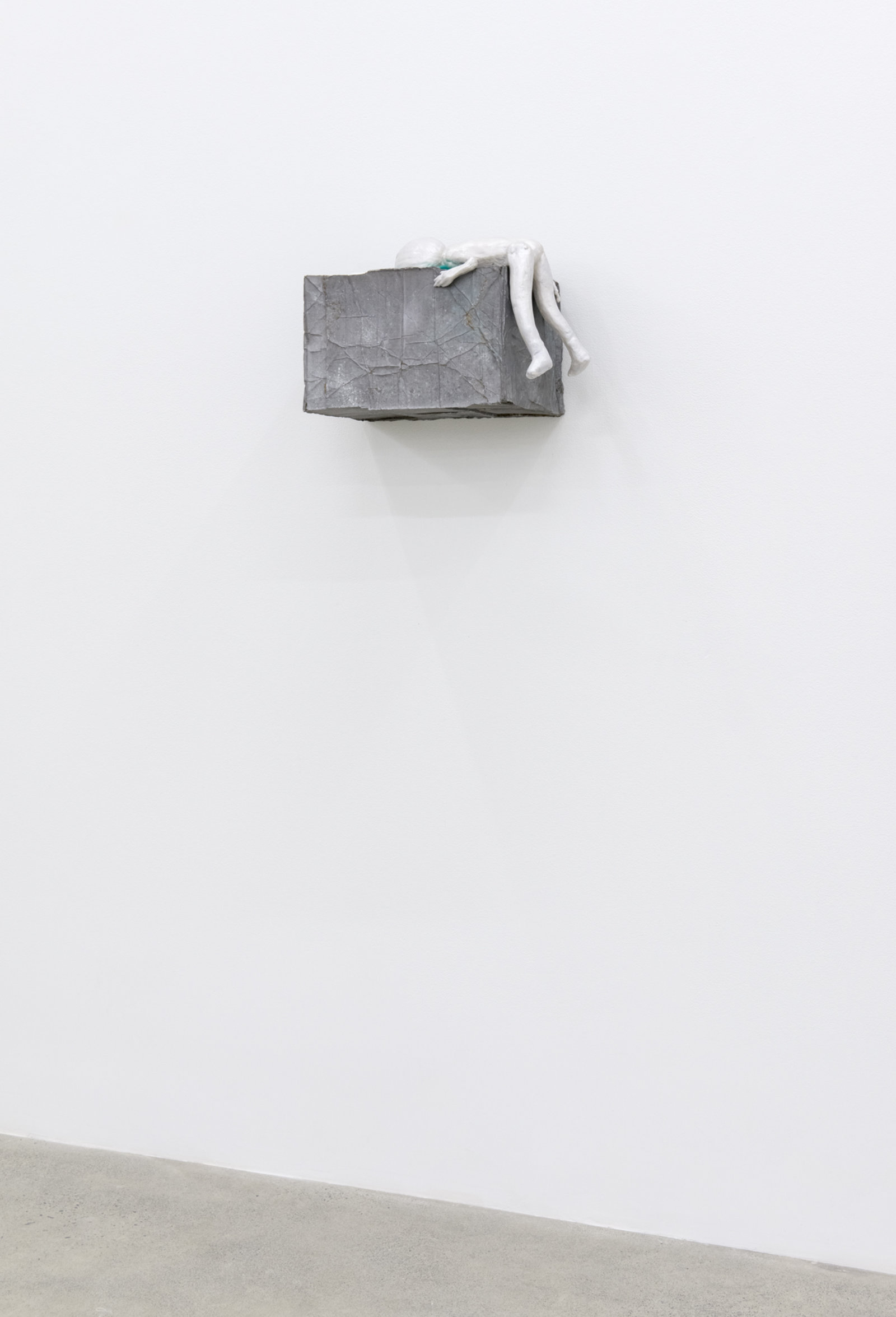 Liz Magor, Pearl Body, 2015, polymerized gypsum, plywood, textile and acrylic, 8 x 13 x 8 in. (20 x 32 x 20 cm)