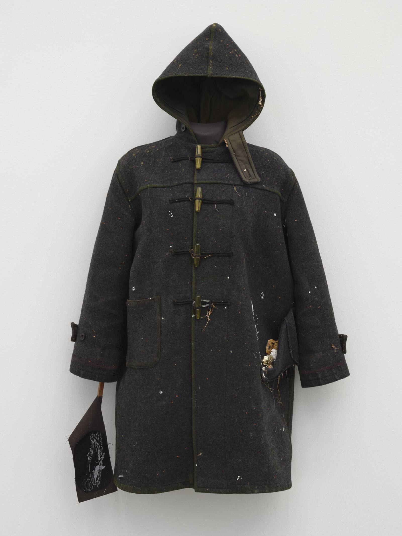 Liz Magor, Perennial, 2021, textile, paint, hair, polymerized gypsum, wood, 45 x 28 x 12 in. (114 x 71 x 31 cm)
