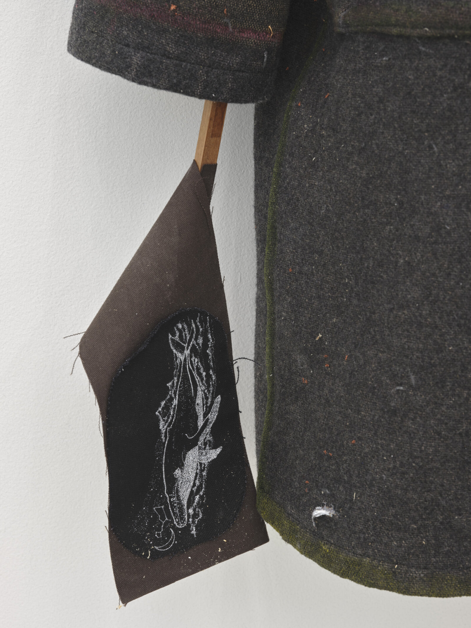 Liz Magor, Perennial (detail), 2021, textile, paint, hair, polymerized gypsum, wood, 45 x 28 x 12 in. (114 x 71 x 31 cm)