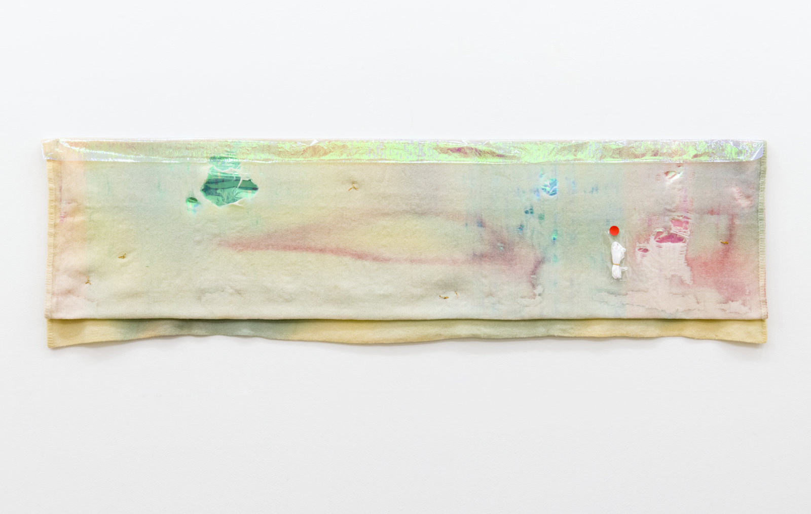 Liz Magor, Red Dot, 2015, wool, plastic, 21 x 35 x 2 in. (54 x 88 x 4 cm)