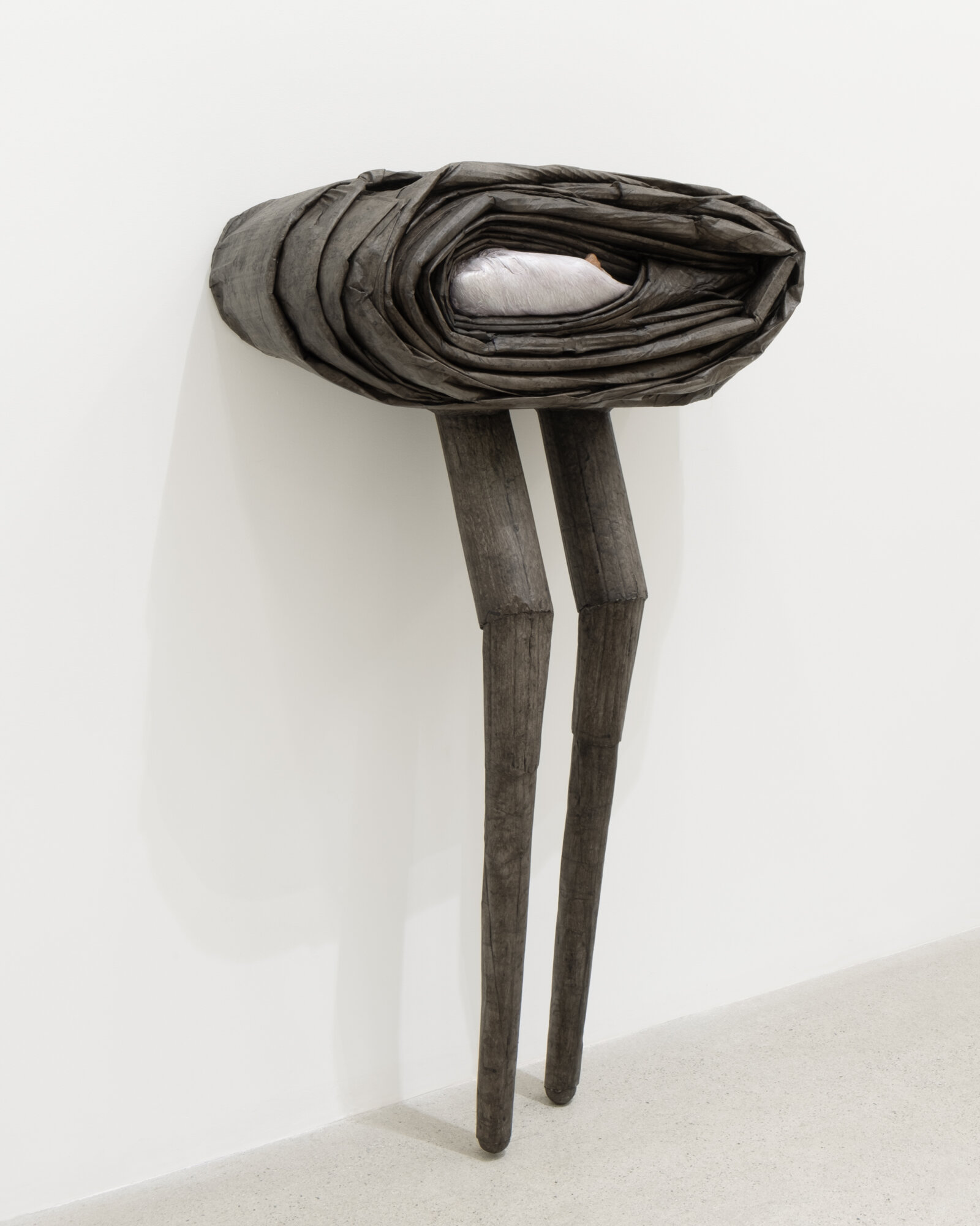 Liz Magor, Sequel, 2024, pigmented polymerized gypsum, 47 x 28 x 13 in. (119 x 71 x 33 cm)