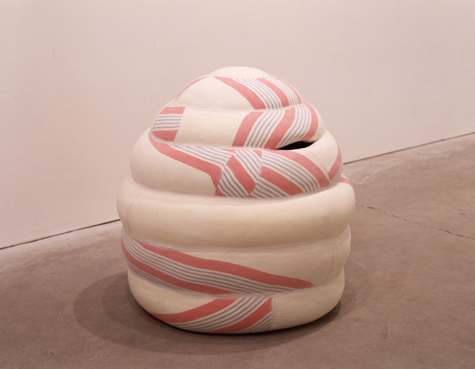Liz Magor, Sleeping Pouch 1, 2, 3 (detail), 1997, polyurethane rubber, fabric, each 29 x 24 x 24 in. (58 x 62 x 62 cm). Photo: Isaac Applebaum