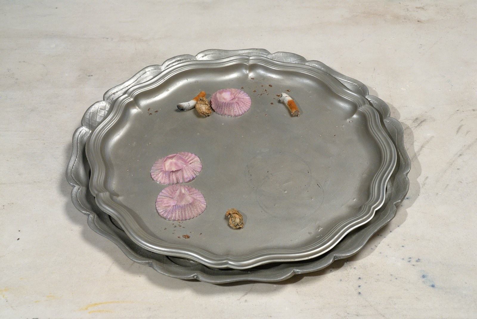 Liz Magor, Tray (Stacked Lotus), 2007, polymerized gypsum, 1 x 14 x 14 in. (2 x 35 x 35 cm)