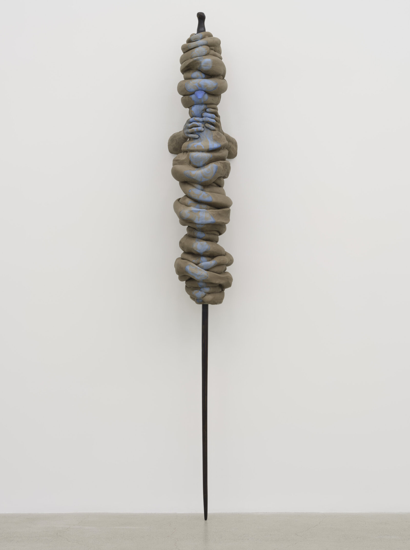 Liz Magor, Wrist, 2025, polymerized gypsum, silicon rubber, wood, 109 x 18 x 12 in. (277 x 46 x 29 cm)