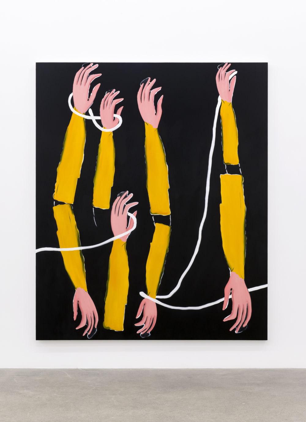 Elizabeth McIntosh, Out Hands Black, 2017, flashe and oil on canvas, 86 x 71 in. (217 x 181 cm)   by 