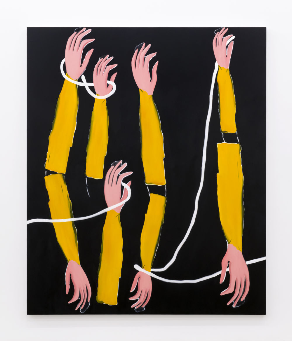 Elizabeth McIntosh, Out Hands Black, 2017, flashe and oil on canvas, 86 x 71 in. (217 x 181 cm)   by 