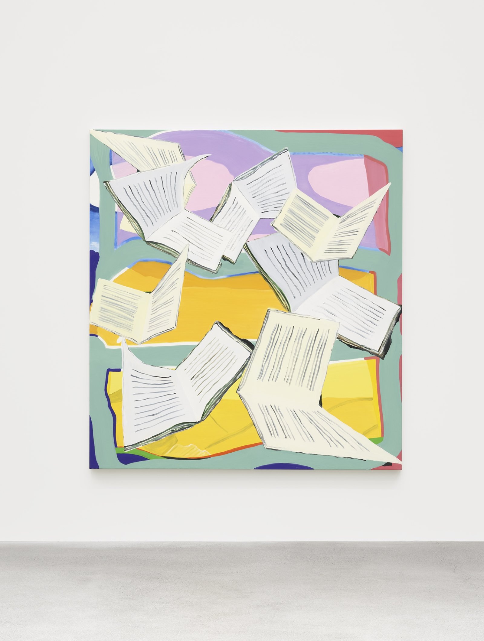 Elizabeth McIntosh, Bookfly, 2019, oil on canvas, 78 x 72 in. (198 x 183 cm)
