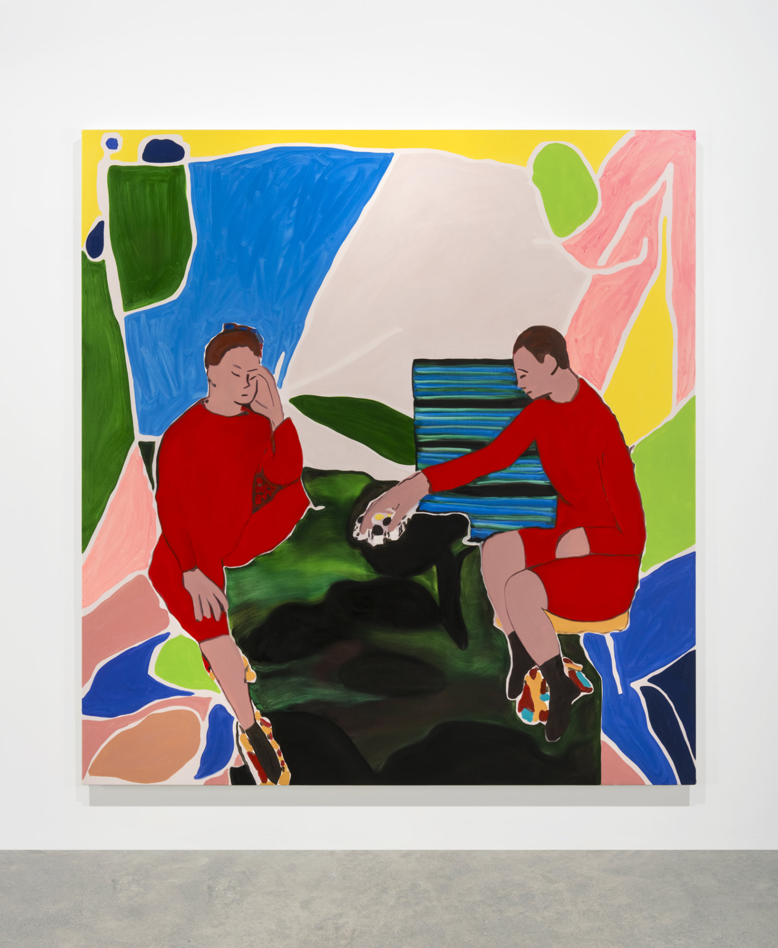 Elizabeth McIntosh, Chess Players, 2017, oil on canvas, 76 x 71 in. (193 x 180 cm)