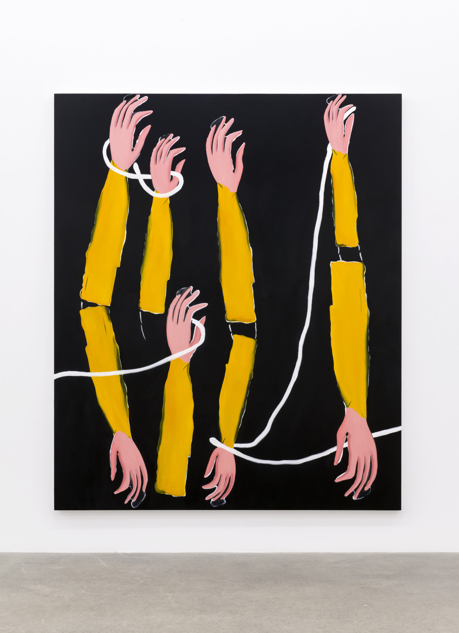 Elizabeth McIntosh, Out Hands Black, 2017, flashe and oil on canvas, 86 x 71 in. (217 x 181 cm)   