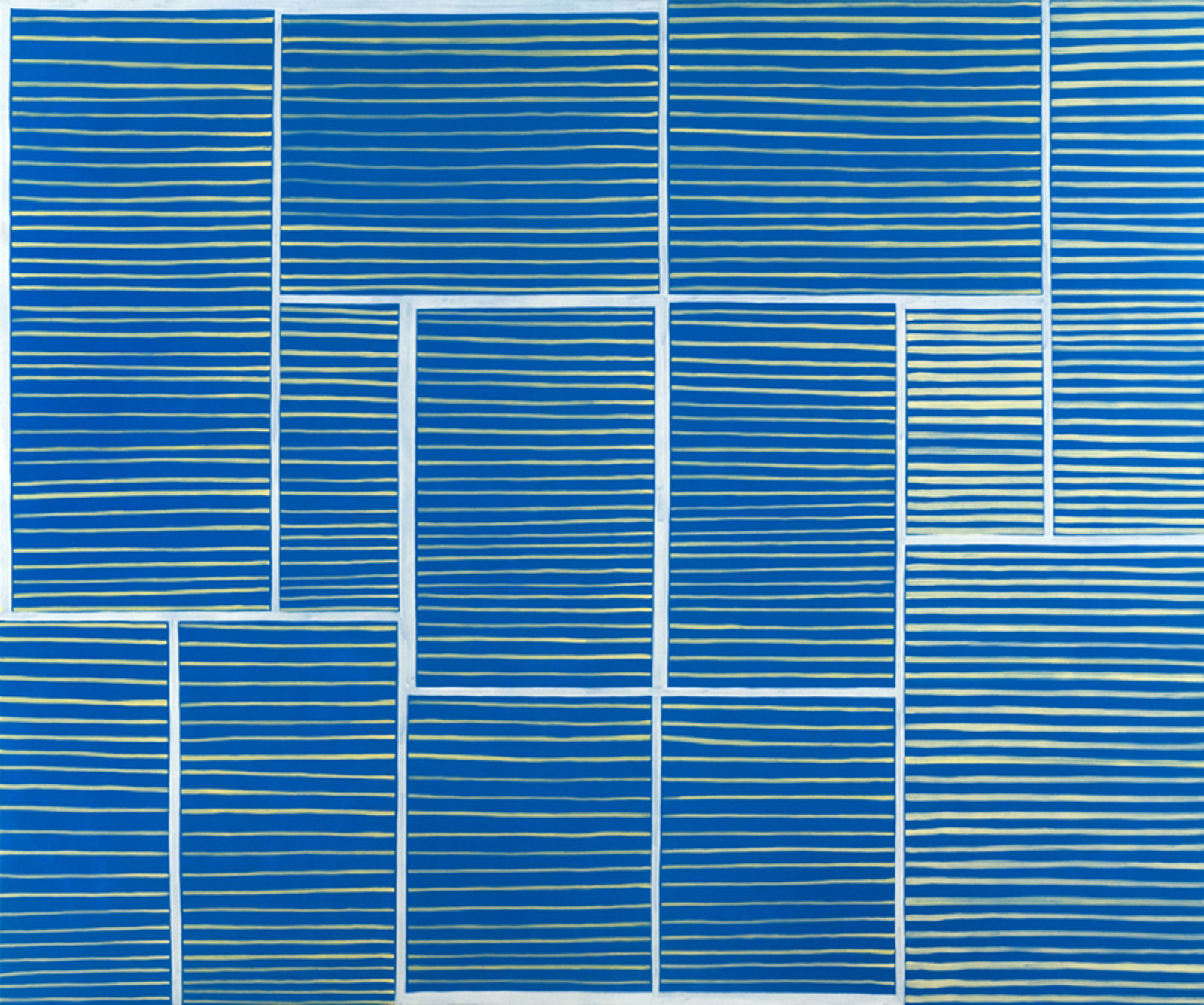 Elizabeth McIntosh, White Line Open Blue, 2010, oil on canvas, 75 x 90 in. (191 x 229 cm)
  