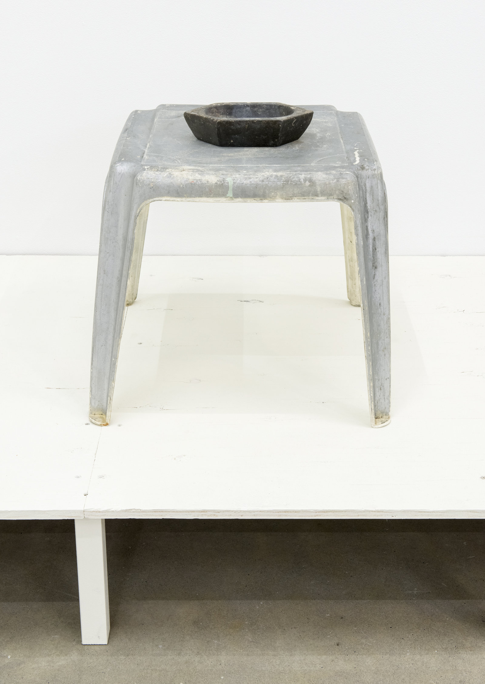 Ashes Withyman, E2 PP 05, 2013, plastic, paint, carved stone, 18 x 17 x 17 in. (46 x 43 x 43 cm)  