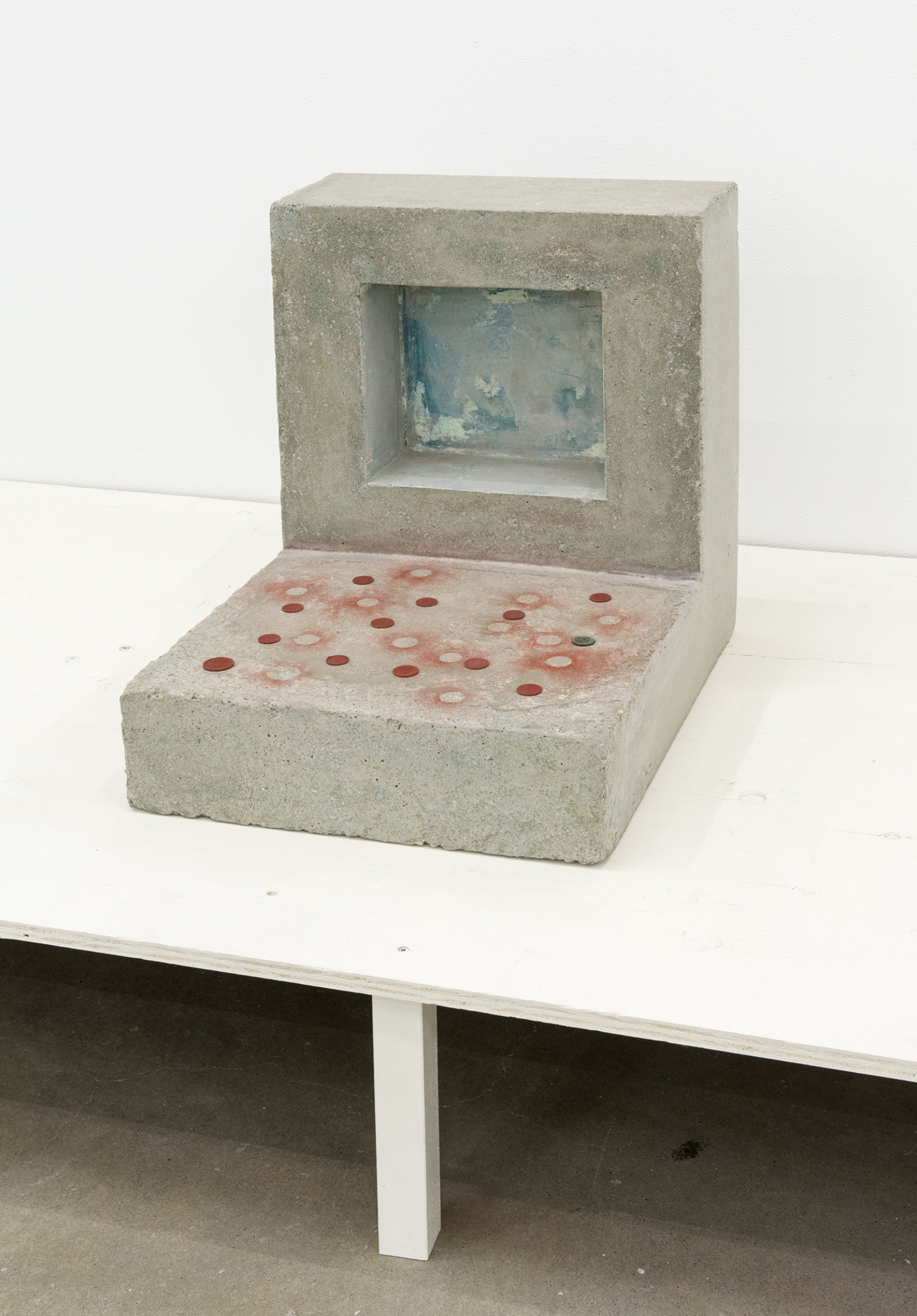 Ashes Withyman, PC-01, 2013, concrete, coins, paint, verdigris, 19 x 16 x 20 in. (47 x 41 x 50 cm)  