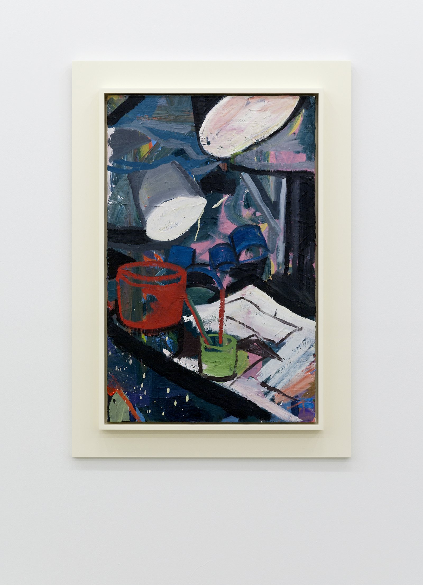 ​Damian Moppett, Dark Lights in Studio, 2010, oil on linen and wood frame, 41 x 30 in. (104 x 75 cm) by Damian Moppett