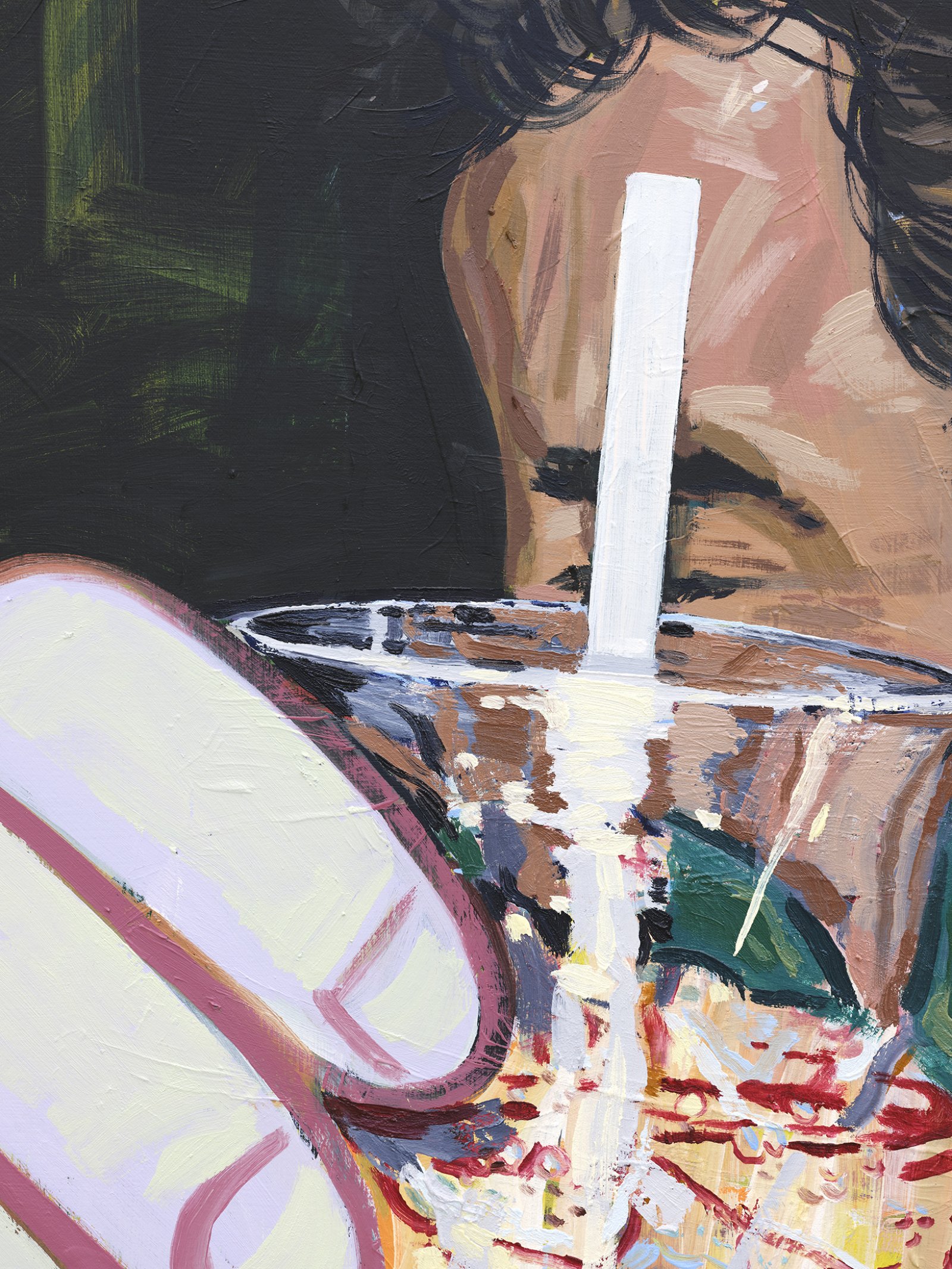 ​Damian Moppett, Hand and Head (detail), 2020, oil on canvas, 42 x 50 in. (107 x 126 cm)​ by Damian Moppett