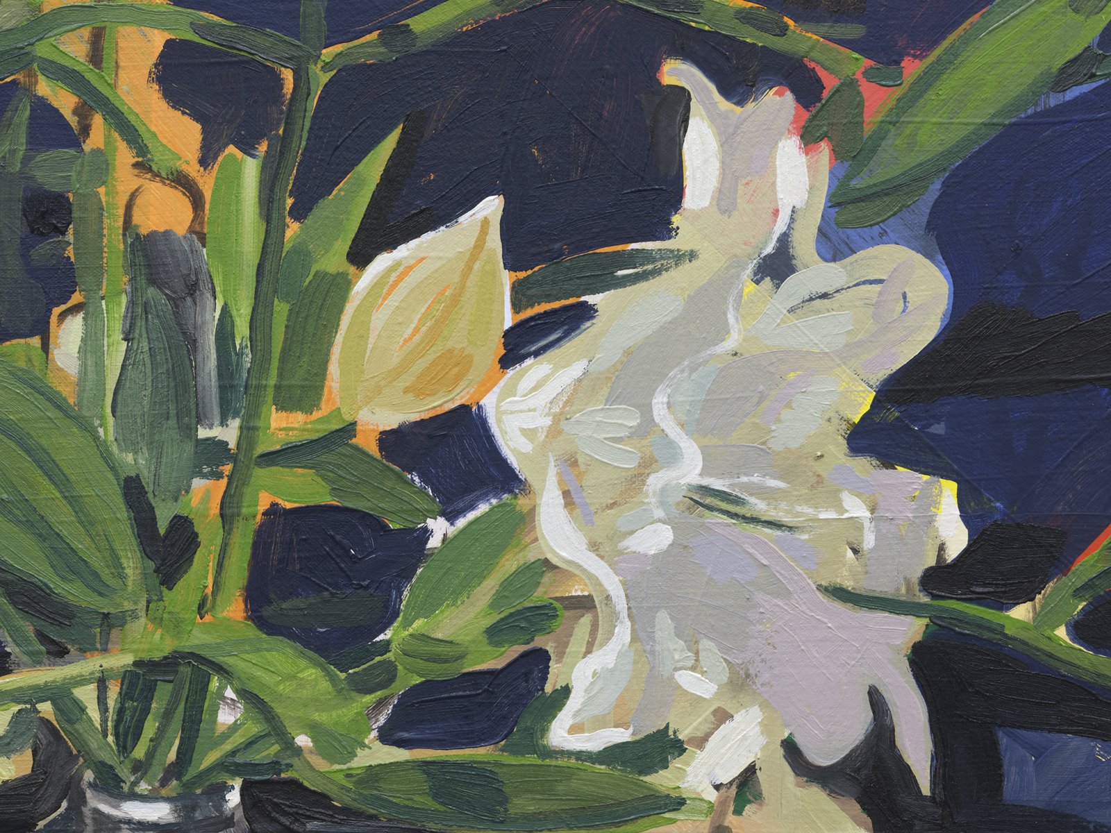 Damian Moppett, Lilies (Pink) (detail), 2020, oil on canvas, 34 x 34 in. (86 x 86 cm) by Damian Moppett