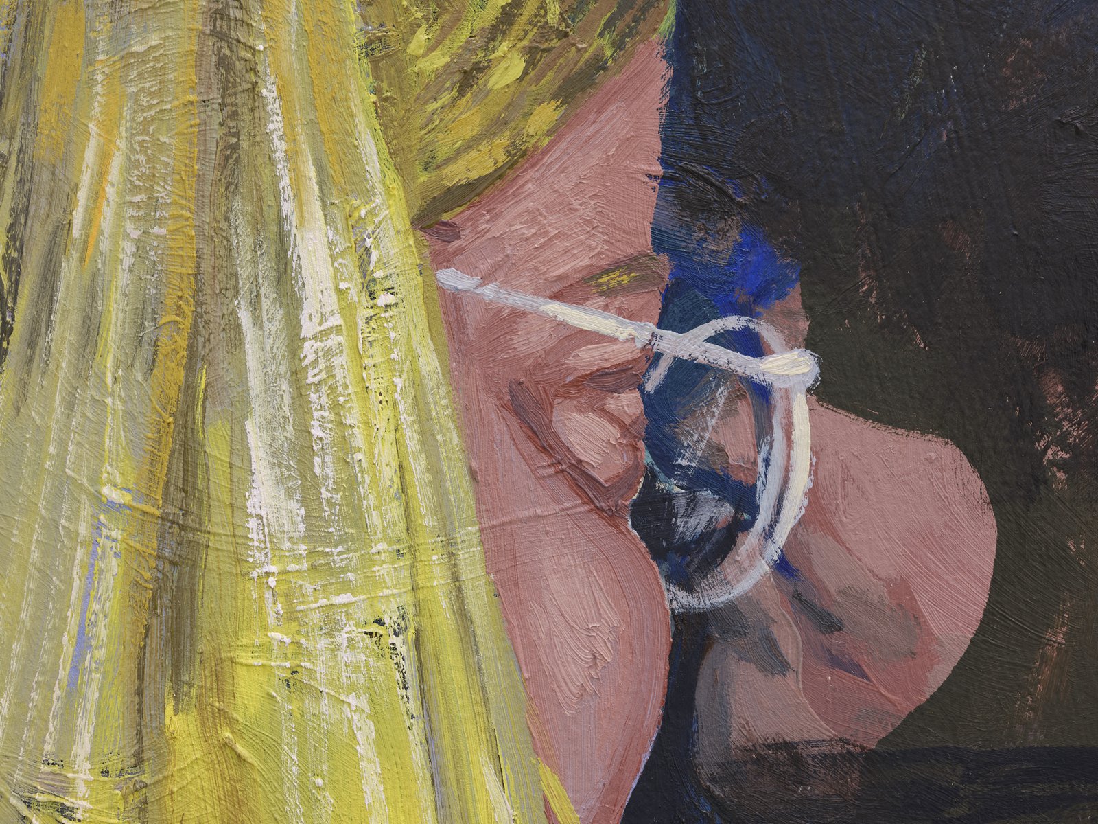 ​​Damian Moppett, Little Blonde Head (detail), 2020, oil on canvas, 32 x 27 in. (81 x 69 cm)​ by Damian Moppett