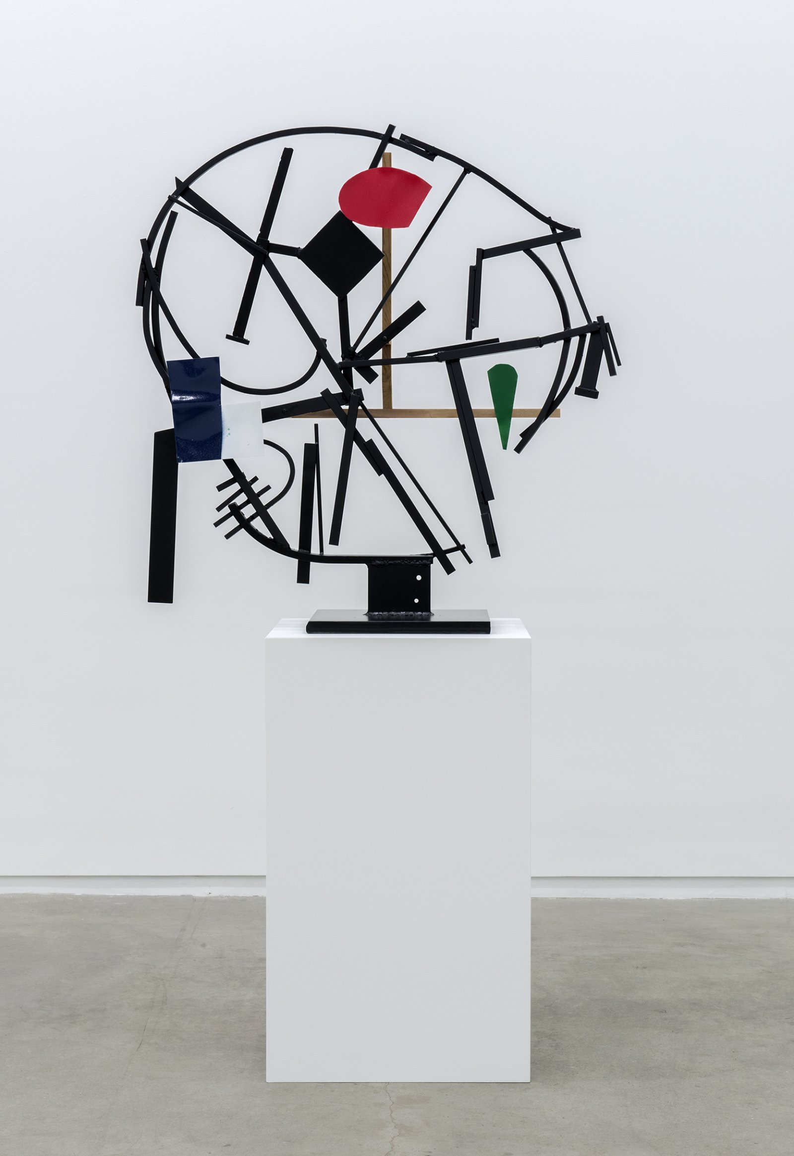 Damian Moppett, Timeless Clock Abstraction, 2013, paint, steel, wood, 73 x 39 x 18 in. (186 x 99 x 46 cm)   by Damian Moppett