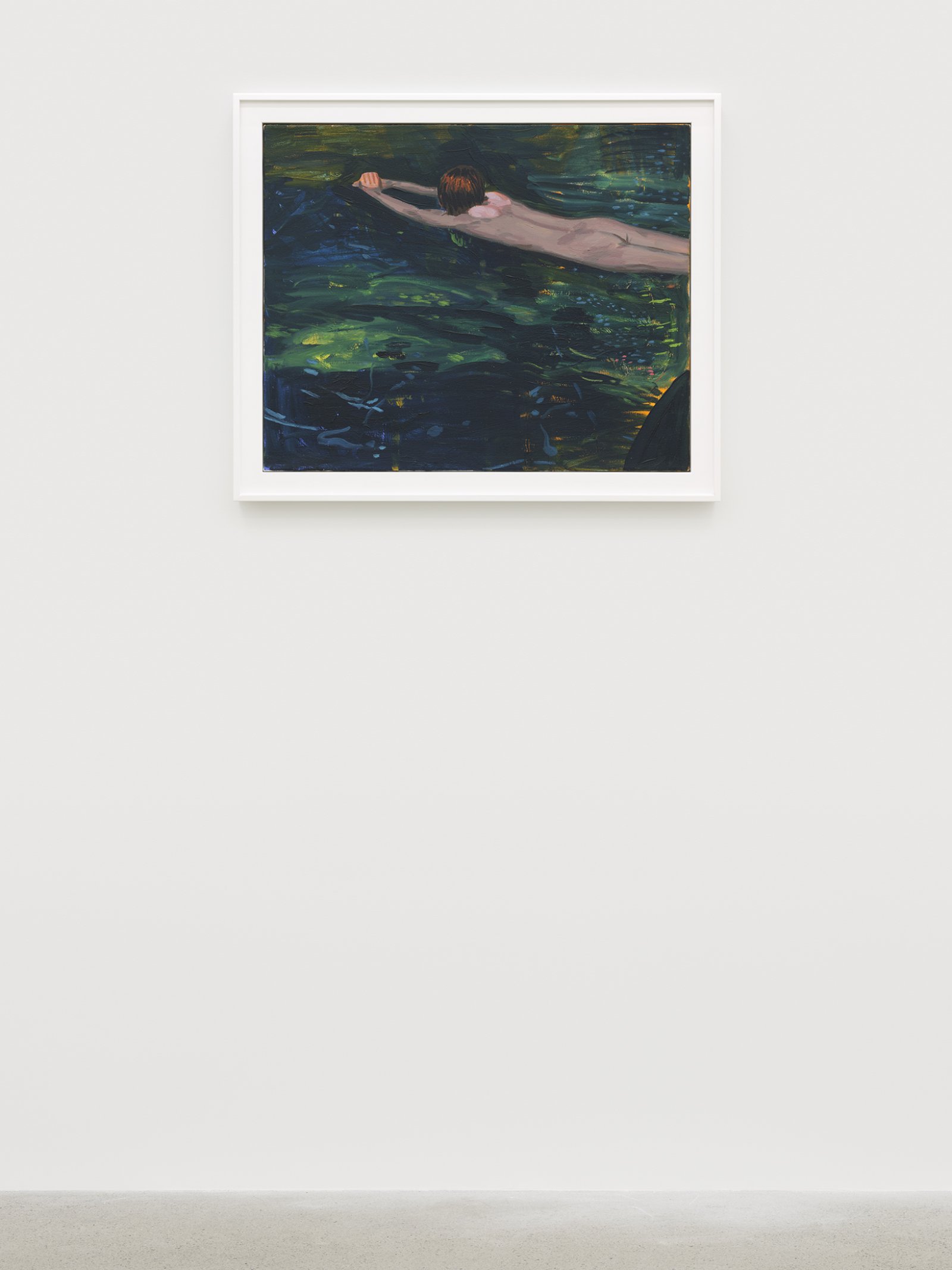 ​Damian Moppett, Untitled (Green Swimming), 2020, oil on canvas, 27 x 32 in. (69 x 82 cm) by Damian Moppett