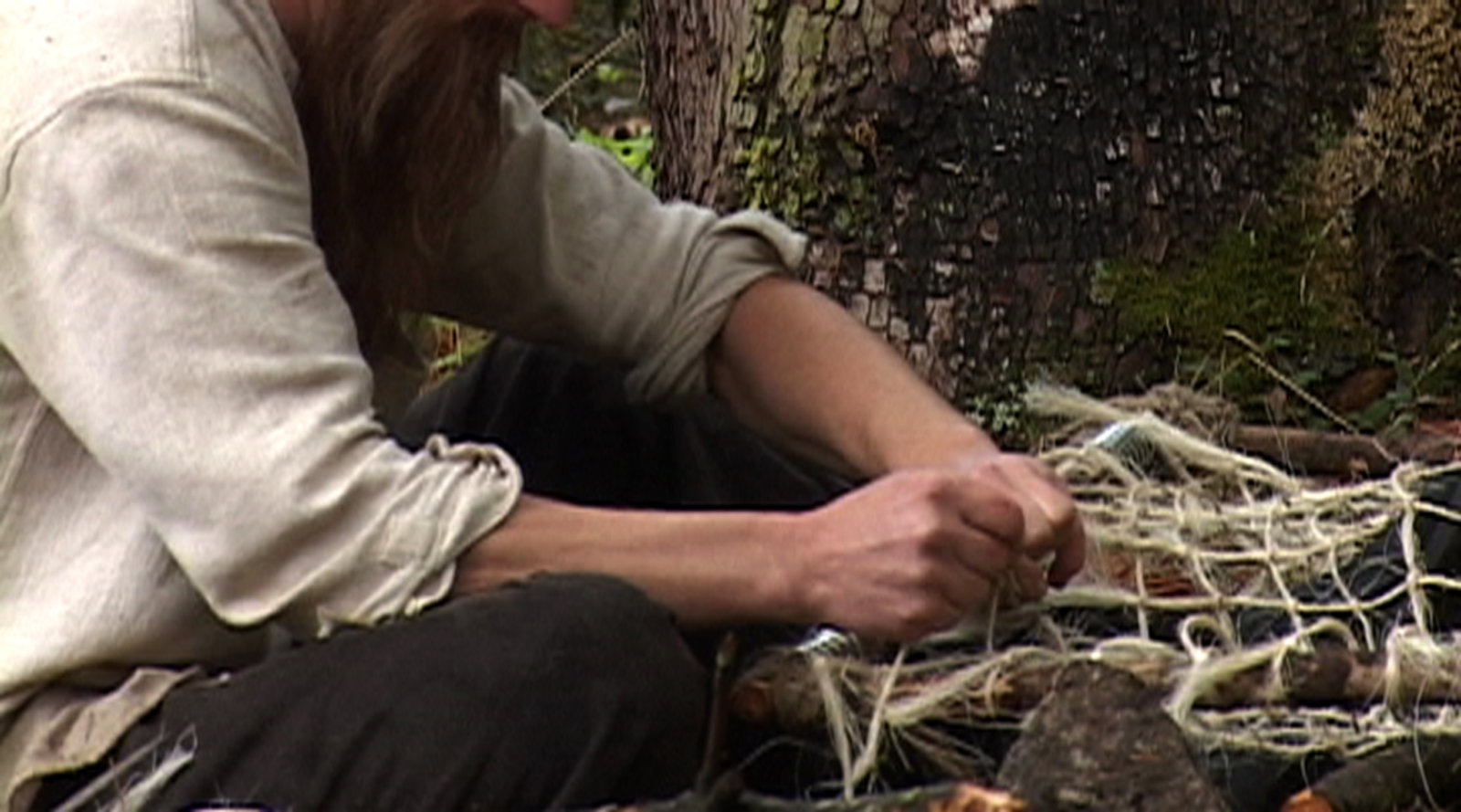 Damian Moppett, 1815/1962 (still), 2003, DVD, large trap, tools, drawing, poster, balsa wood, gesso, tempera, twigs, string, oil paint, dimensions variable