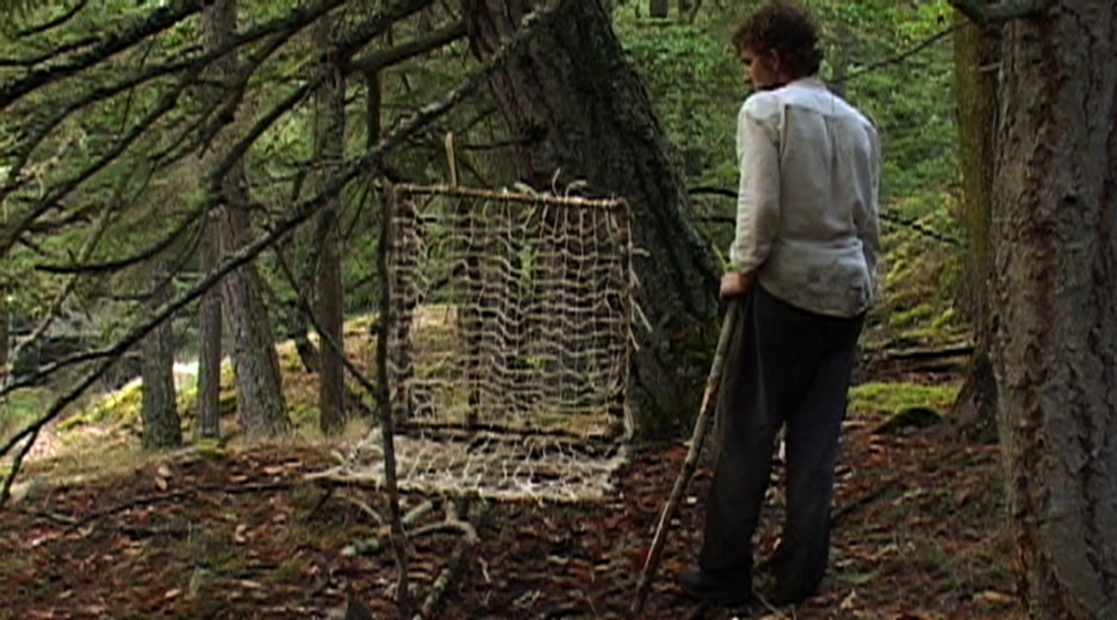 Damian Moppett, 1815/1962 (still), 2003, DVD, large trap, tools, drawing, poster, balsa wood, gesso, tempera, twigs, string, oil paint, dimensions variable