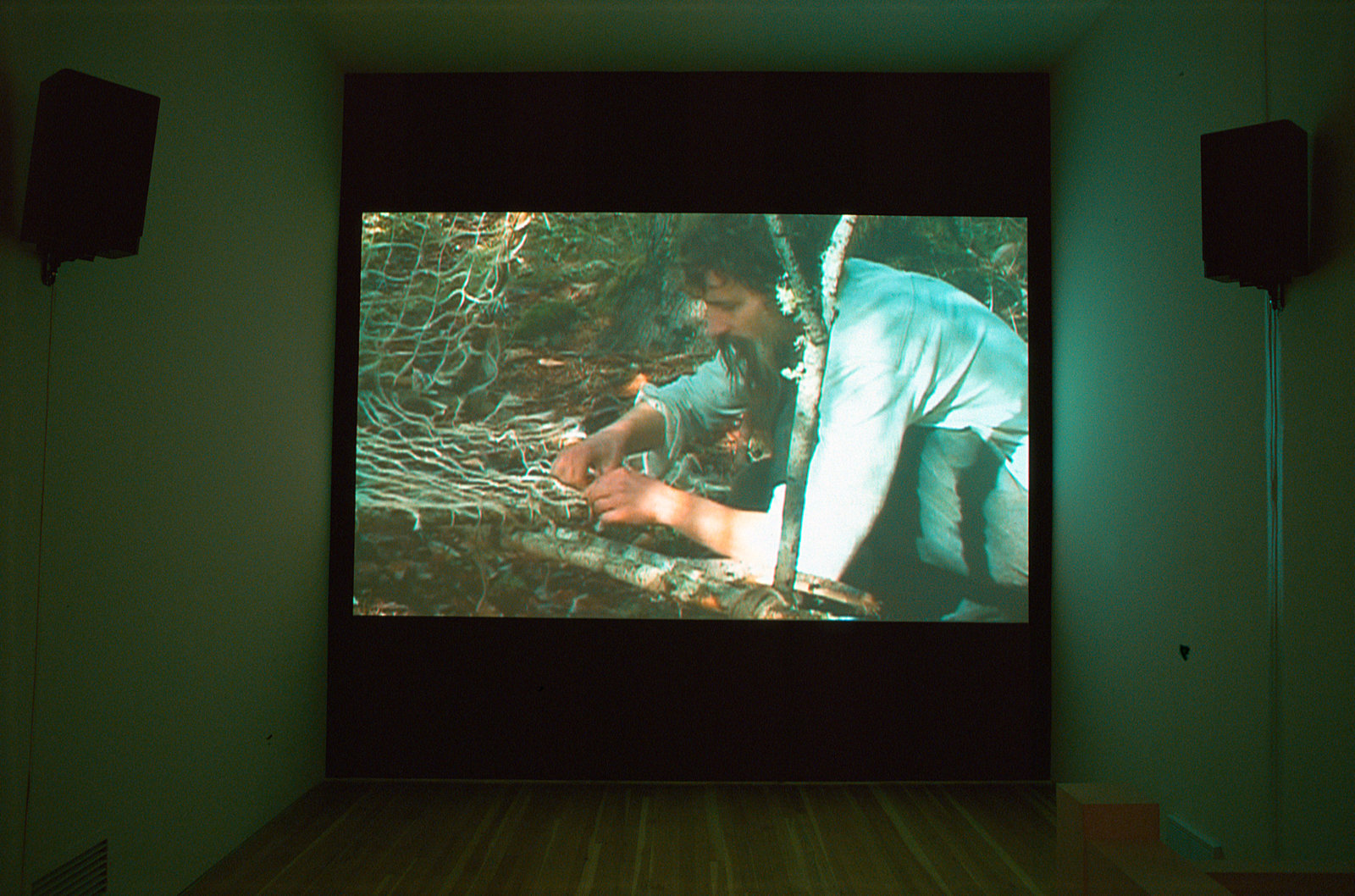 Damian Moppett, 1815/1962, 2003, DVD, large trap, tools, drawing, poster, balsa wood, gesso, tempera, twigs, string, oil paint, dimensions variable