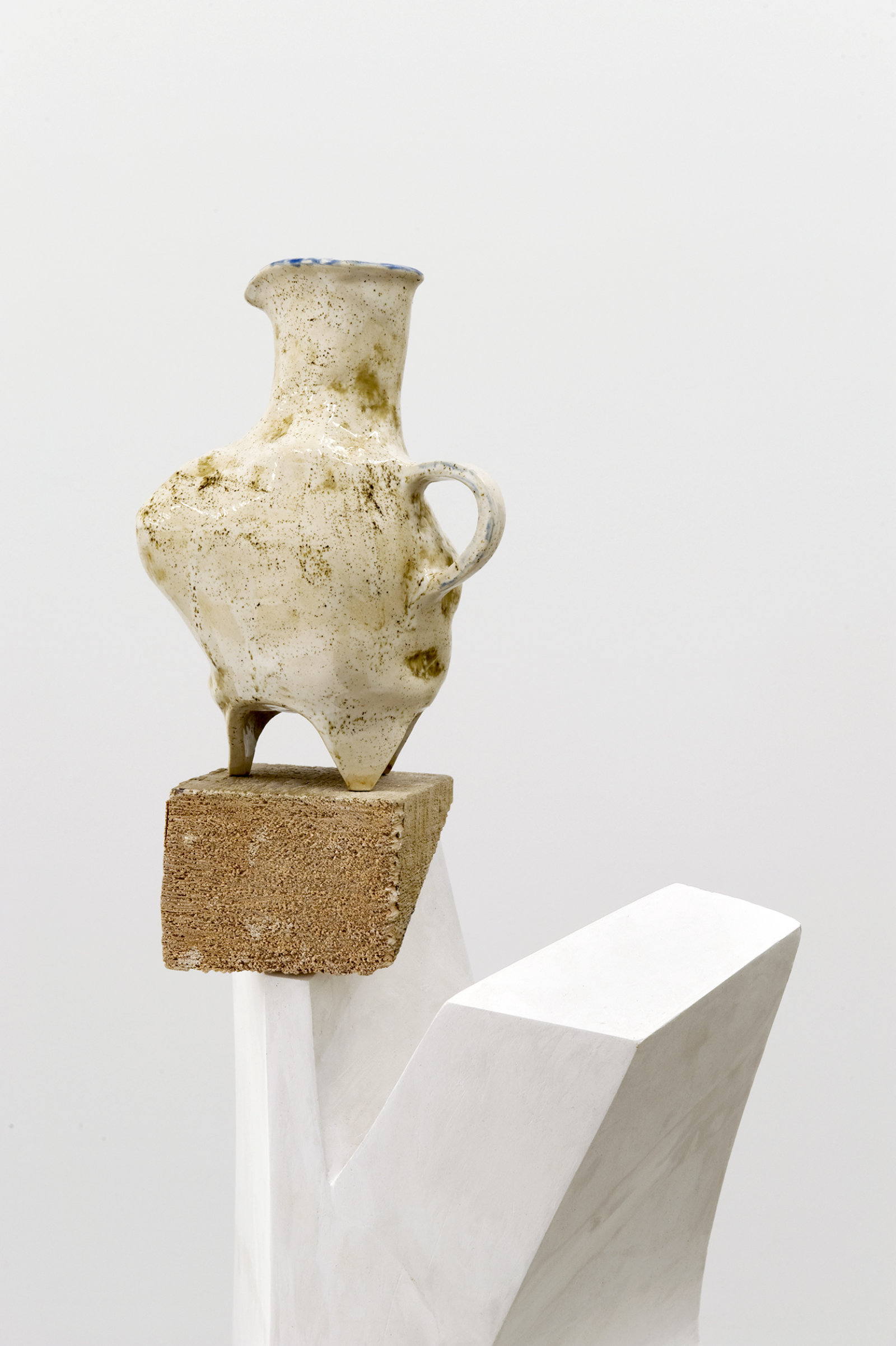 Damian Moppett, Abstracted Acrobat (detail), 2011, plaster, stoneware, styrofoam, wood, 54 x 18 x 13 in. (137 x 46 x 33 cm)