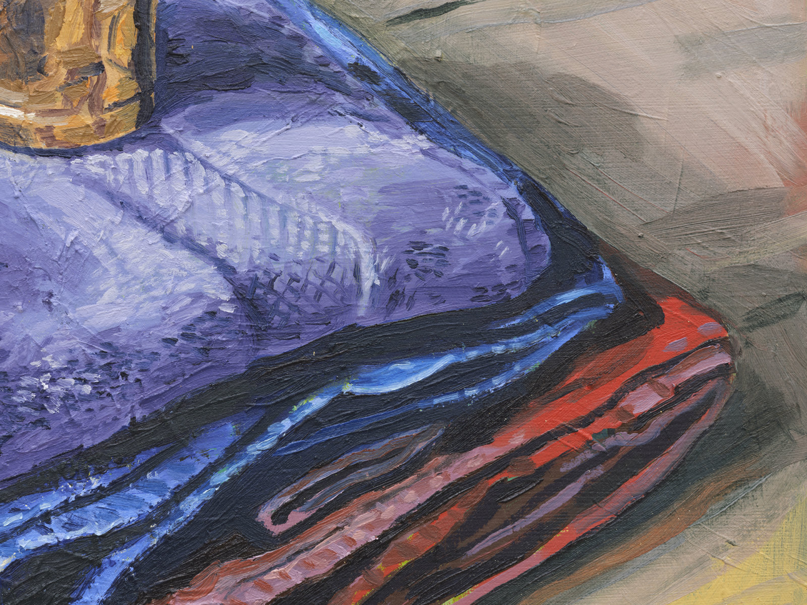 Damian Moppett, Bell and Towels (detail), 2020, oil on canvas, 30 x 27 in. (76 x 69 cm)