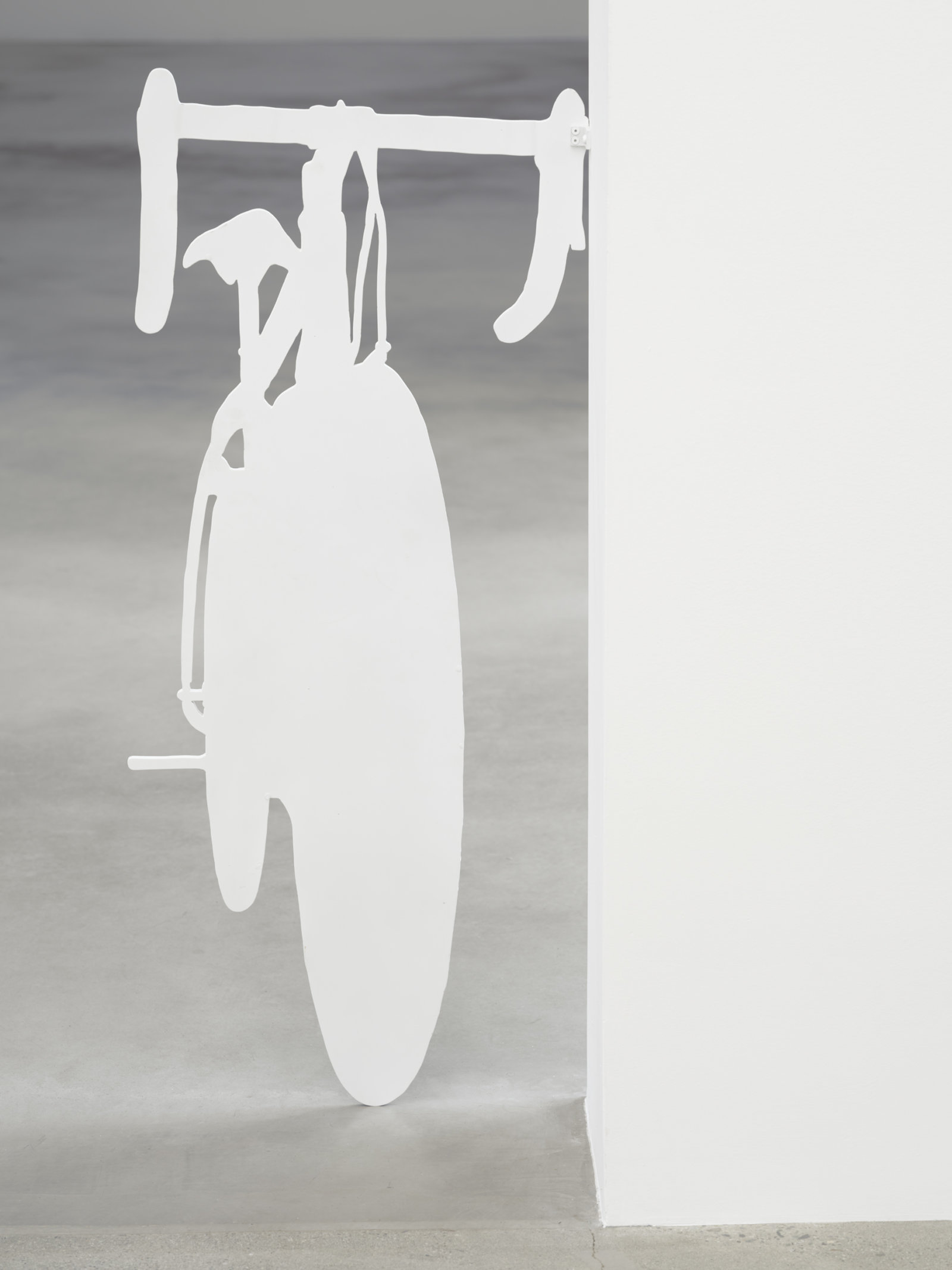 Damian Moppett, Bike, 2023, oil and enamel on aluminum, 44 x 19 in. (111 x 48 cm)