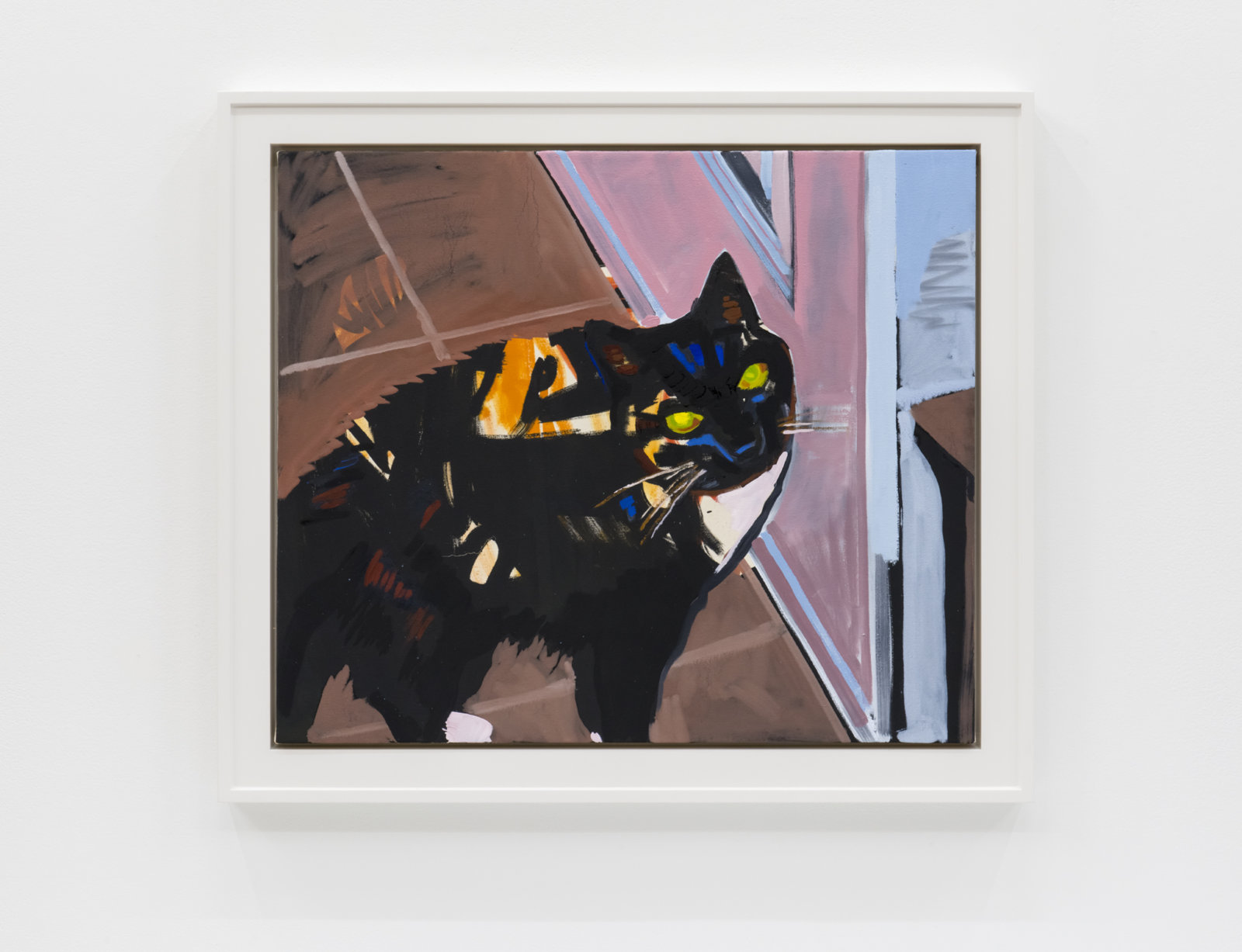 Damian Moppett, Black Cat Photograph, 2017, oil on canvas with painted wood frame, 28 x 32 in. (70 x 80 cm)