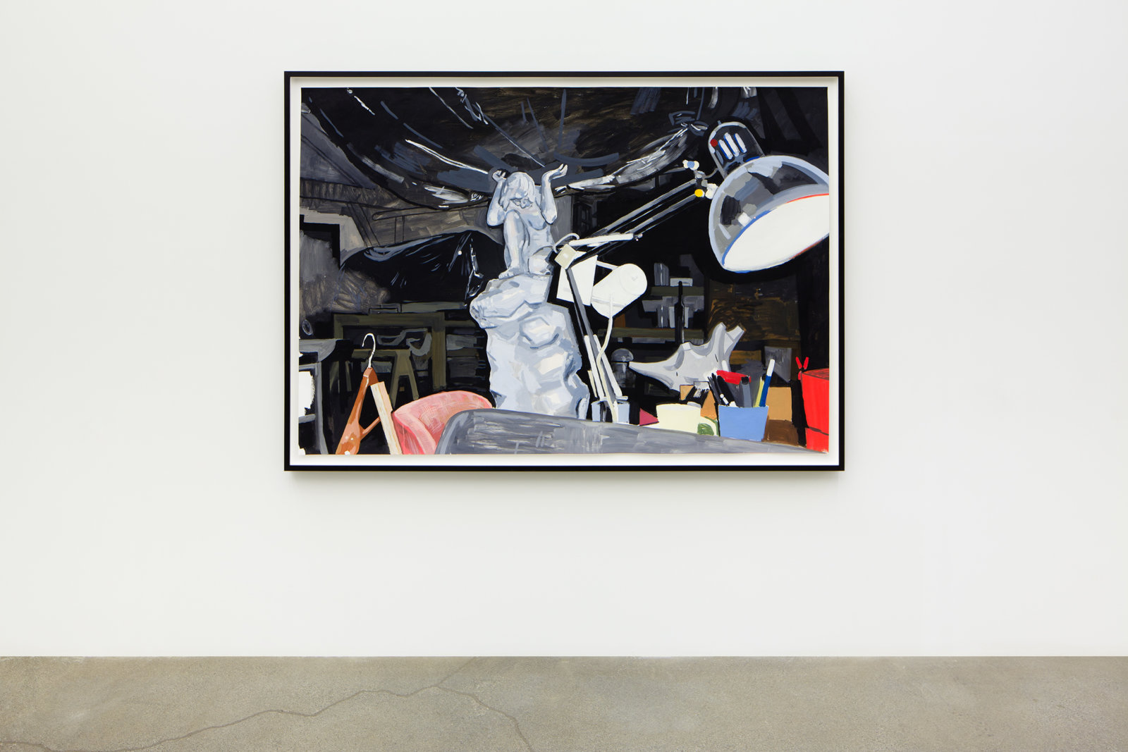 Damian Moppett, Caryatid, Lamp and Sofa in Studio, 2006, oil on paper, 58 x 81 in. (147 x 206 cm)