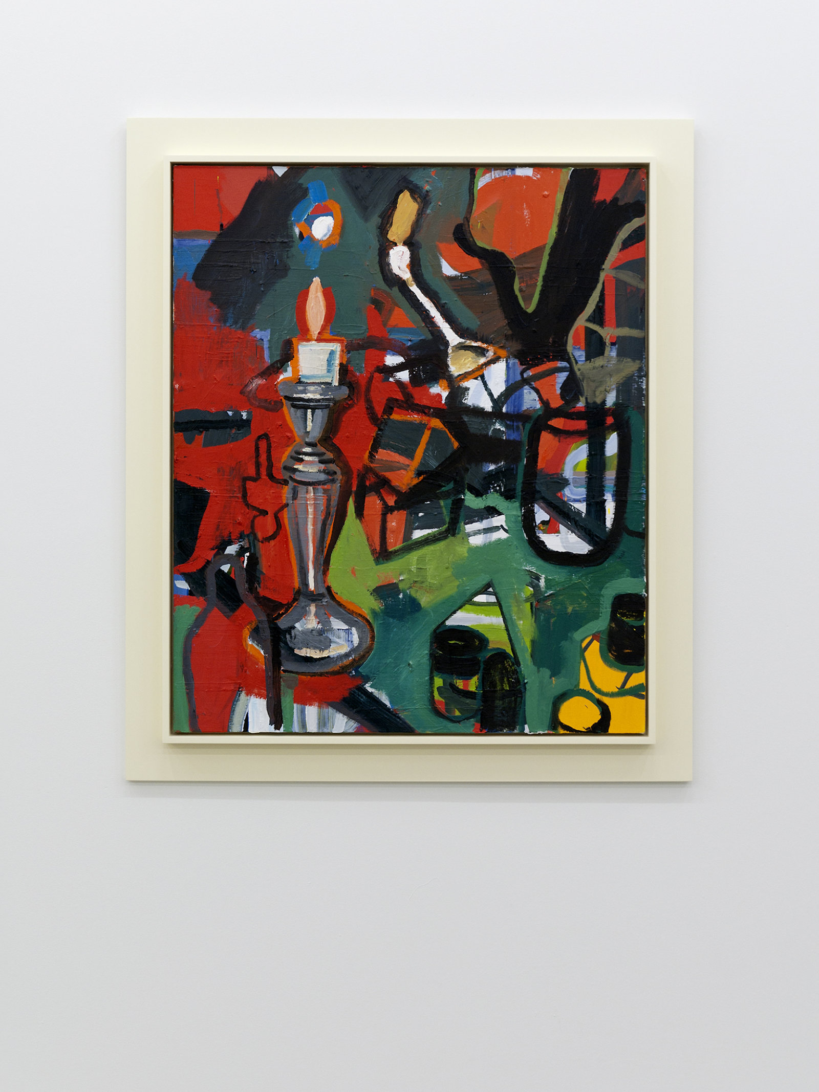 Damian Moppett, Large Red Candle, 2010, oil on canvas and wood frame, 50 x 44 in. (126 x 110 cm)