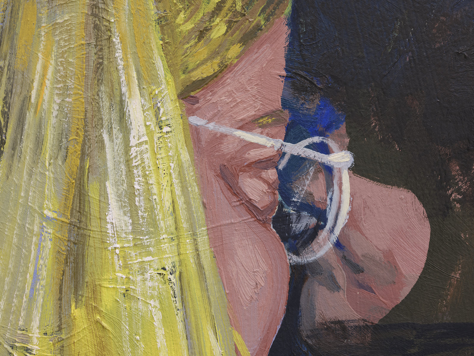 Damian Moppett, Little Blonde Head (detail), 2020, oil on canvas, 32 x 27 in. (81 x 69 cm)