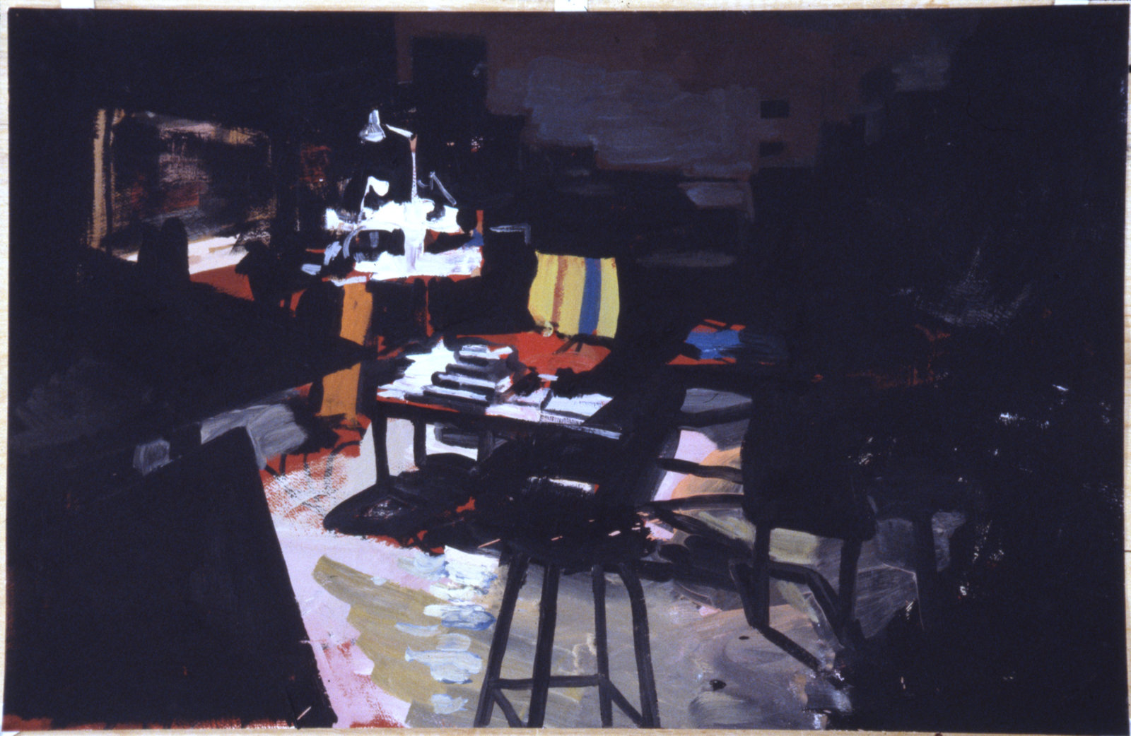 Damian Moppett, Studio at Night, 2006, oil on paper, 28 x 40 in. (71 x 103 cm)