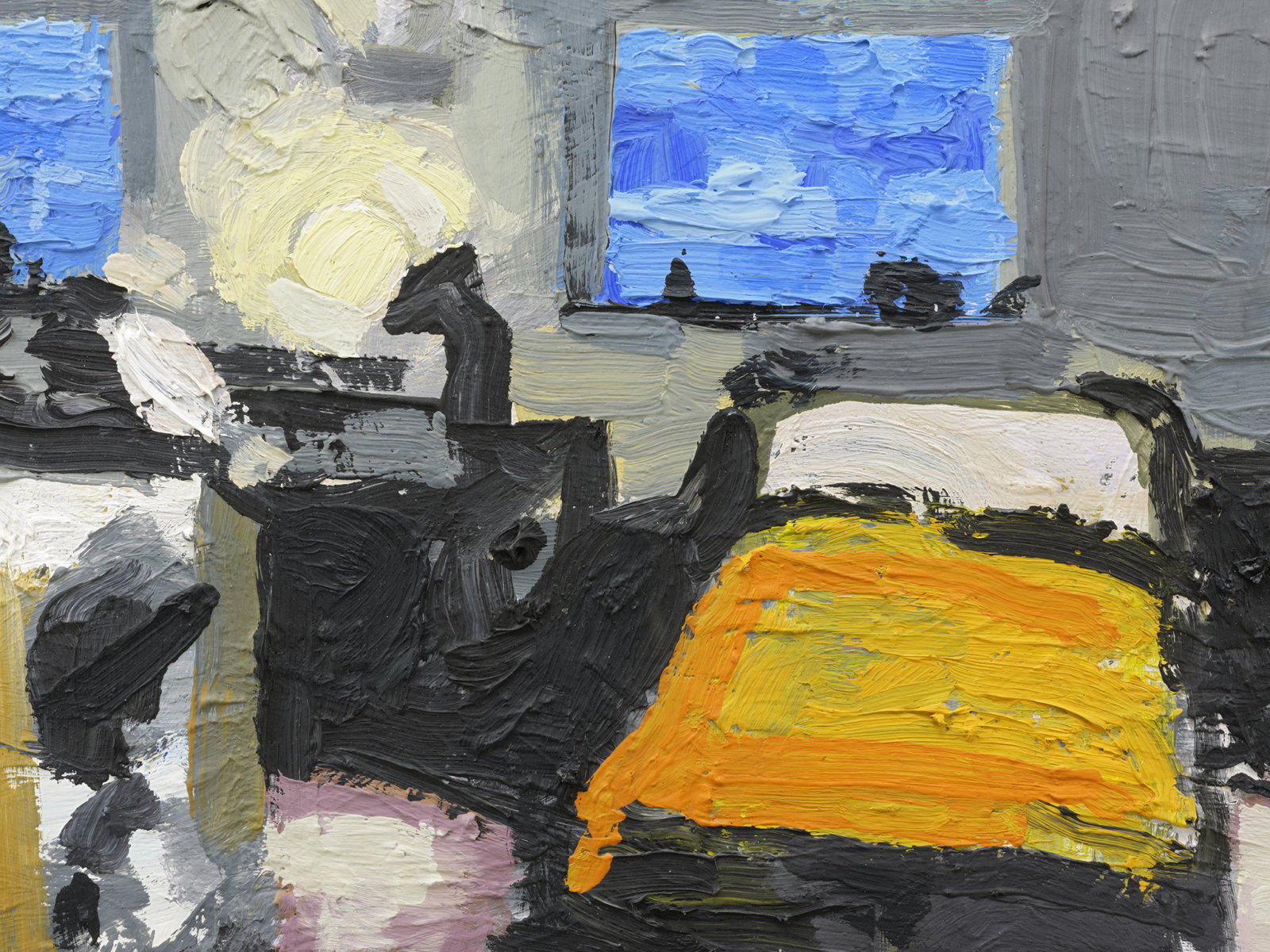 Damian Moppett, Studio with Blue Windows (detail), 2007, oil on paper, 25 x 40 in. (64 x 100 cm)
