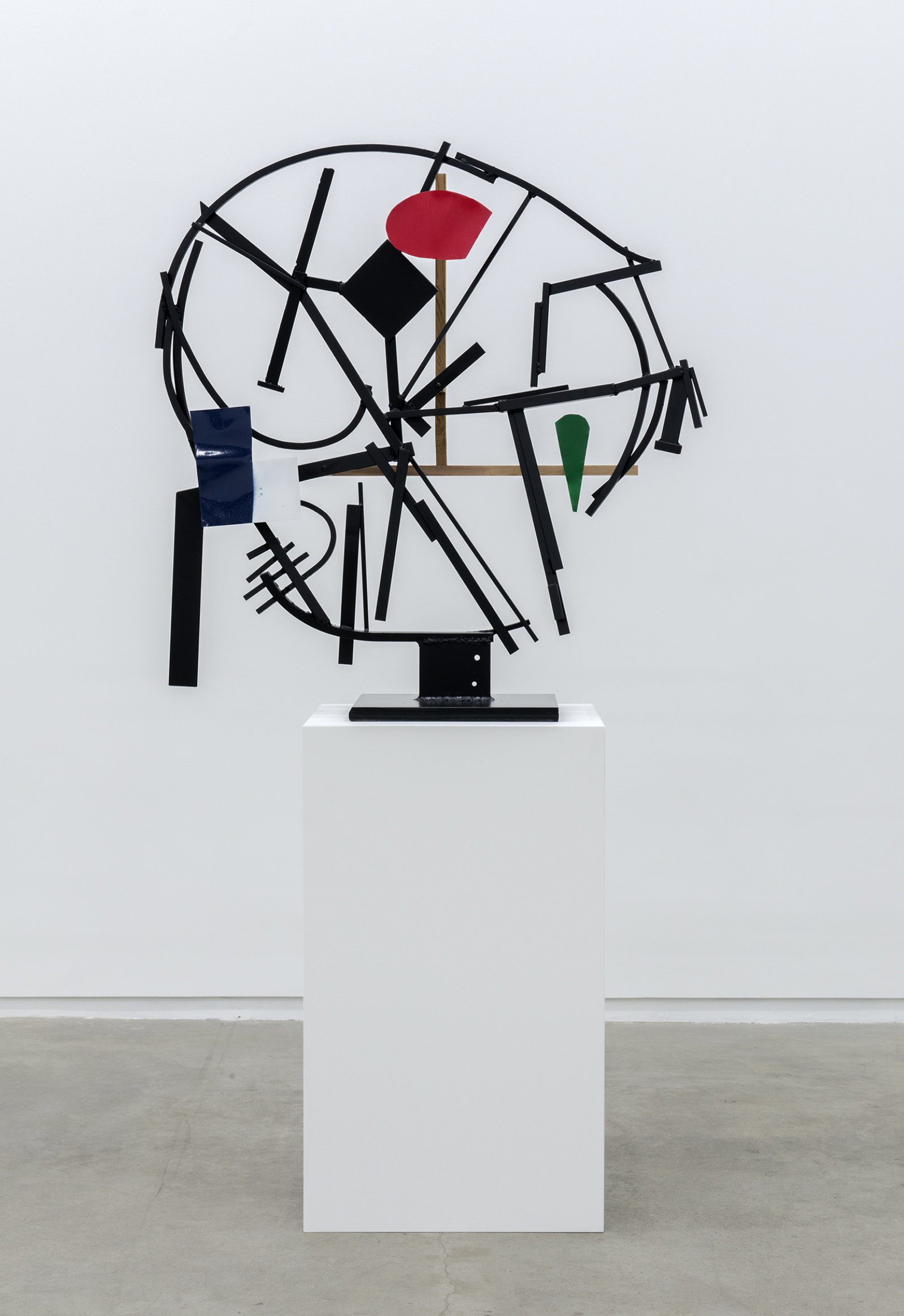 Damian Moppett, Timeless Clock Abstraction, 2013, paint, steel, wood, 73 x 39 x 18 in. (186 x 99 x 46 cm)  