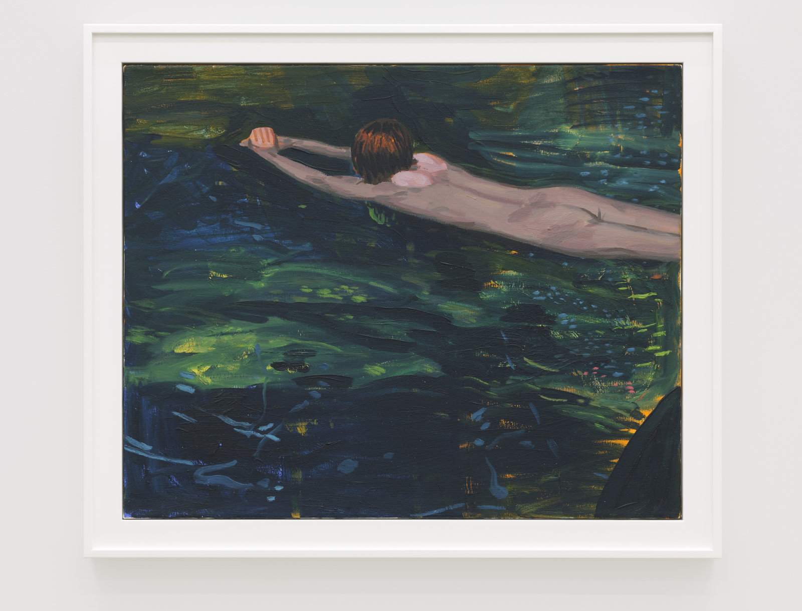 Damian Moppett, Untitled (Green Swimming), 2020, oil on canvas, 27 x 32 in. (69 x 82 cm)