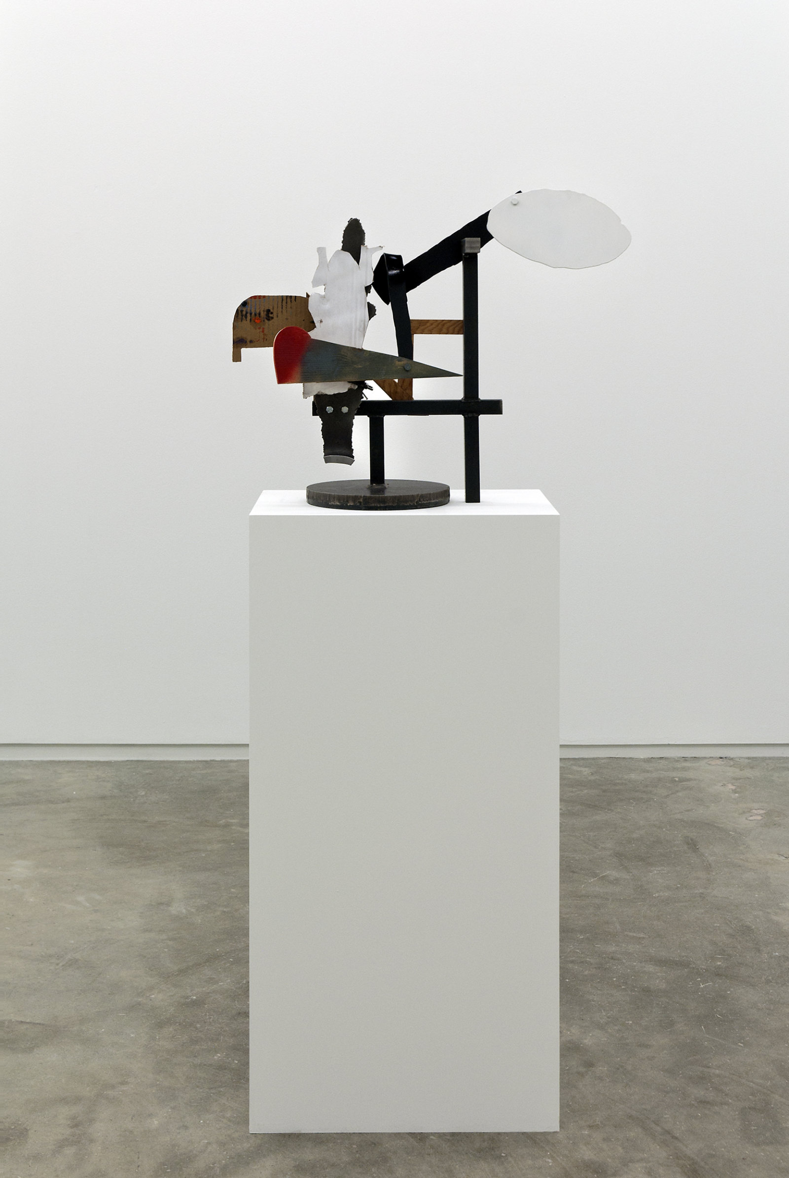 Damian Moppett, Untitled, 2010, steel, wood, cardboard, clamps, 22 x 29 x 8 in. (55 x 72 x 20 cm)