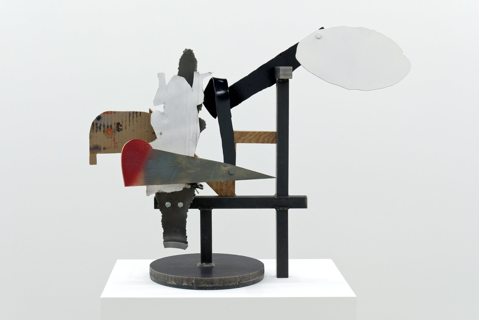 Damian Moppett, Untitled, 2010, steel, wood, cardboard, clamps, 22 x 29 x 8 in. (55 x 72 x 20 cm)