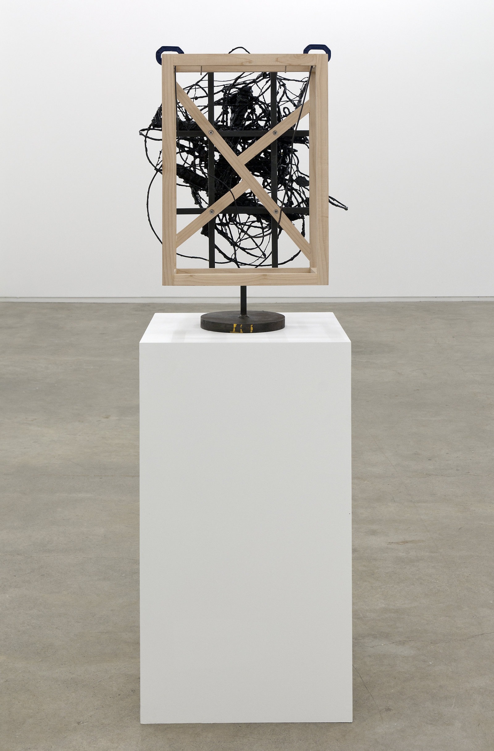 Damian Moppett, Untitled, 2010, steel, wood, wire, plaster, enamel, clamps, 27 x 18 x 18 in. (69 x 46 x 44 cm)