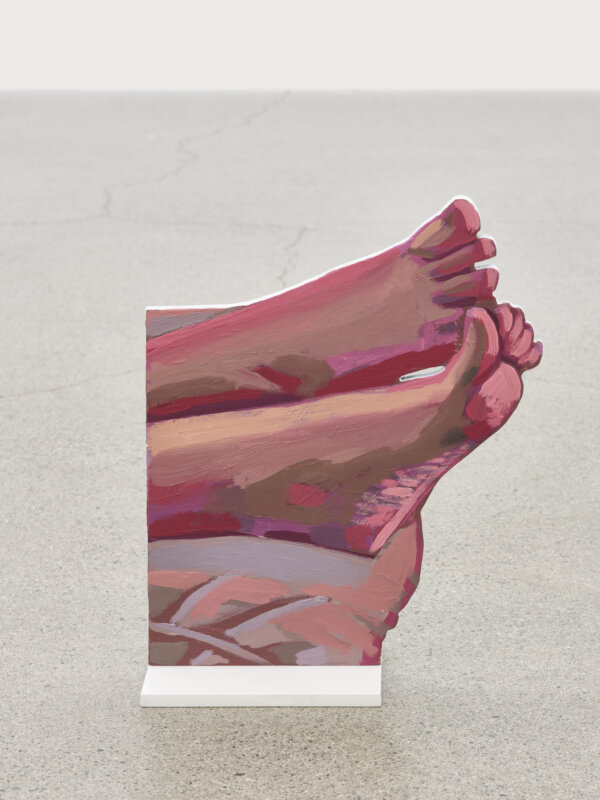 Damian Moppett, Pink Feet, 2023, oil and enamel on aluminum, 13 x 10 in. (32 x 26 cm)