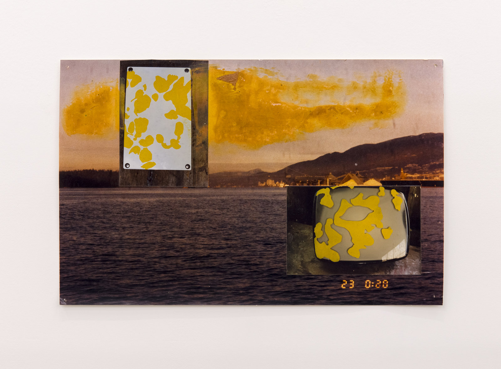 Jerry Pethick, Iceberg Echo and Walnut Leaves, 1993–1994, photo collage and paint, 11 x 17 in. (28 x 43 cm)