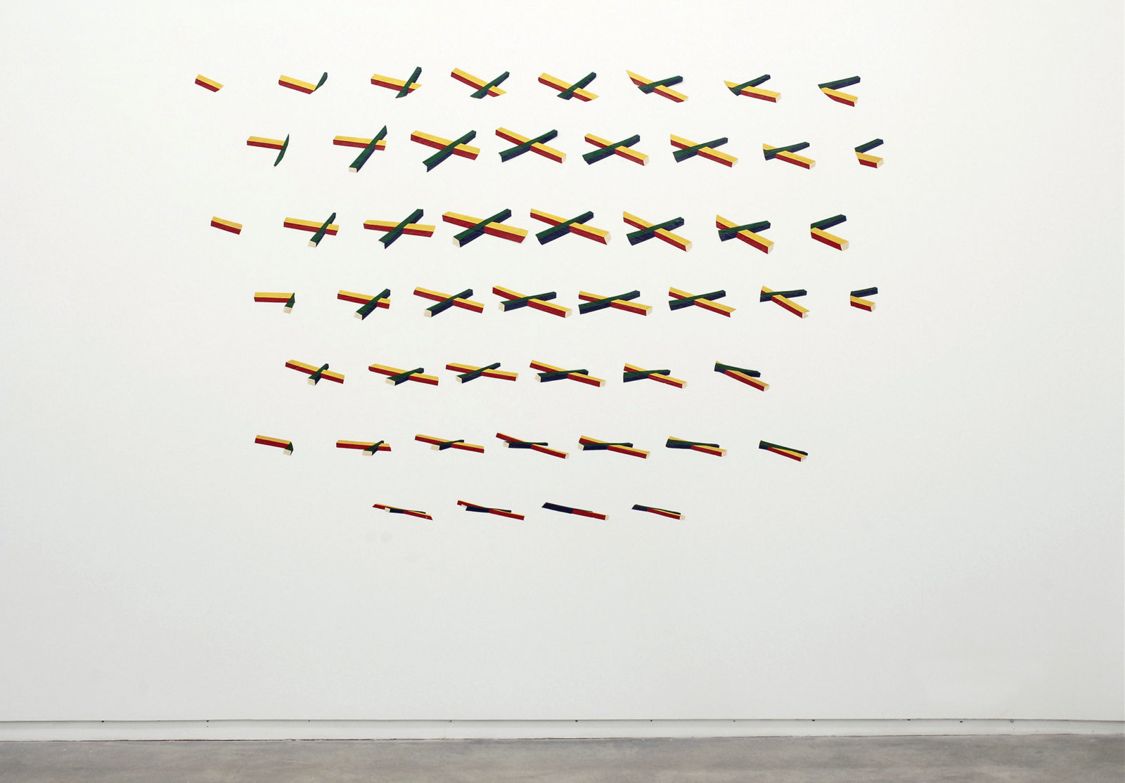 Jerry Pethick, Intersection, 1970–1972, 49 tape images, 58 x 88 in. (147 x 224 cm)